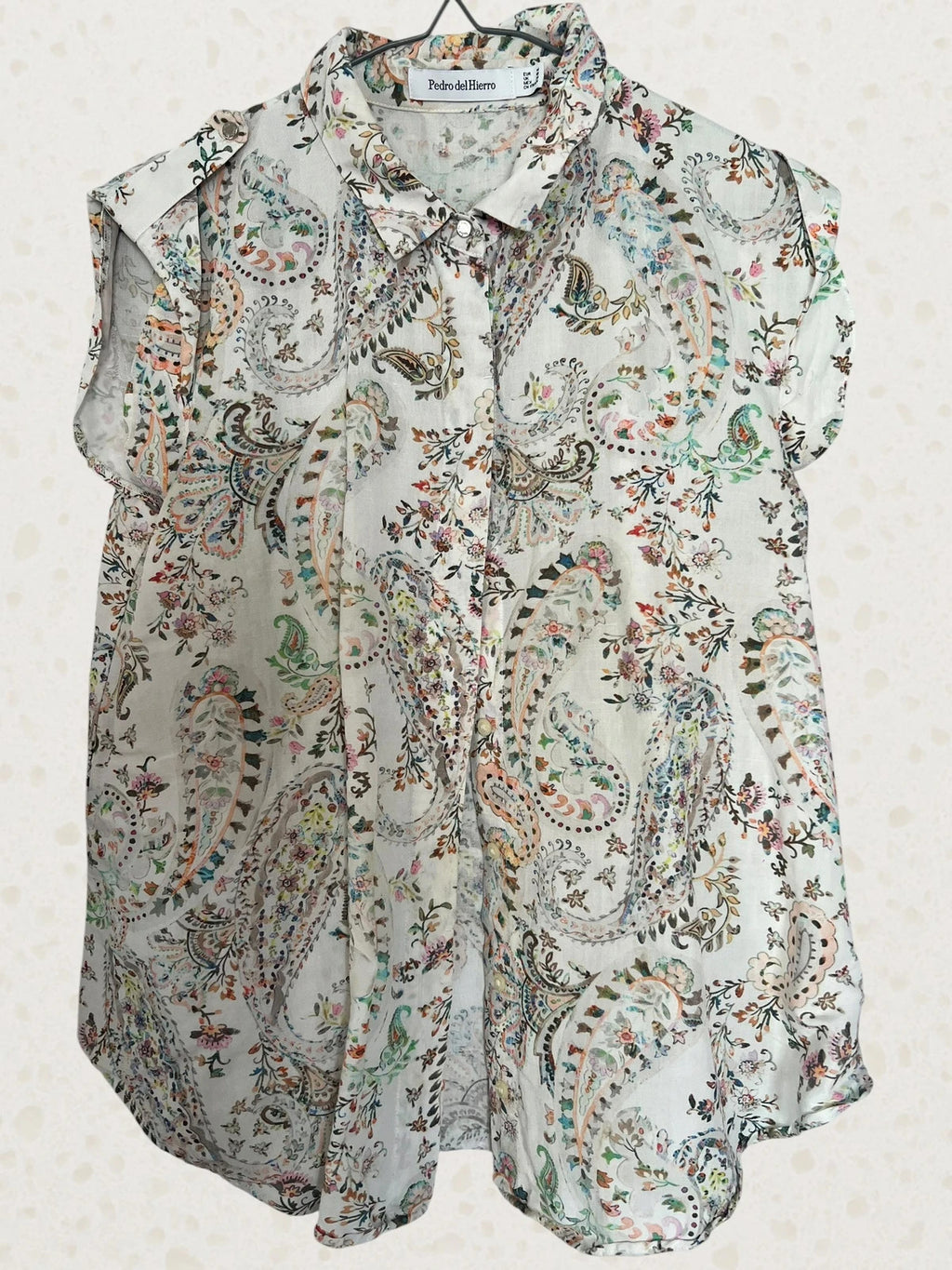Pedro Del Hierro multi suit paisley print short sleeve blouse and capri pants