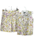 GOLFINO multi shorts and sleeveless polo, floral and bird print, cotton blend.