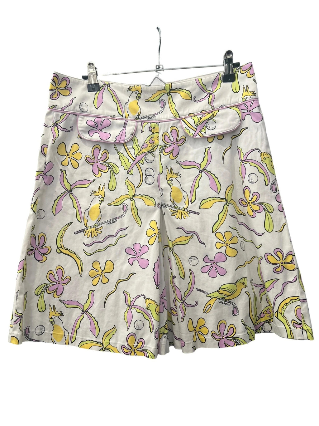 GOLFINO multi shorts and sleeveless polo, floral and bird print, cotton blend.