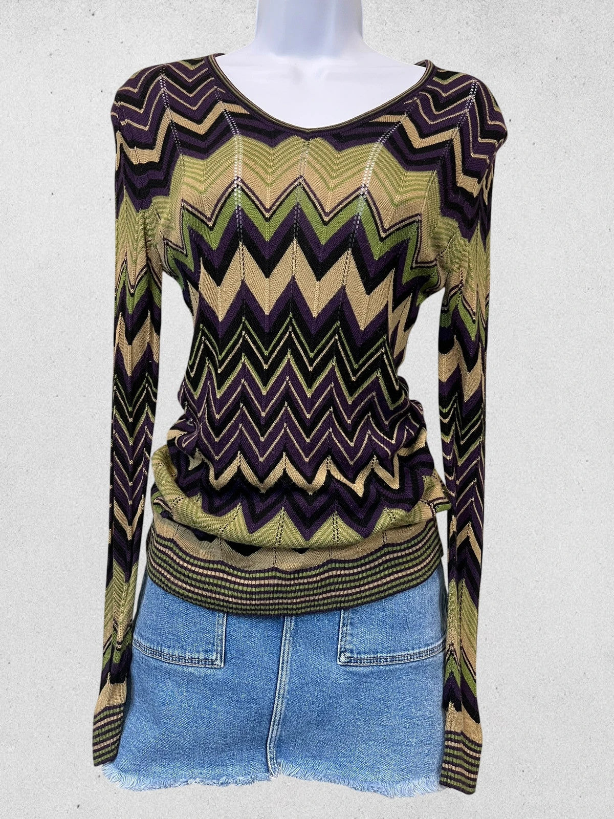 Betty Barclay multicolor sweatshirt geometric zigzag pattern soft viscose fabric