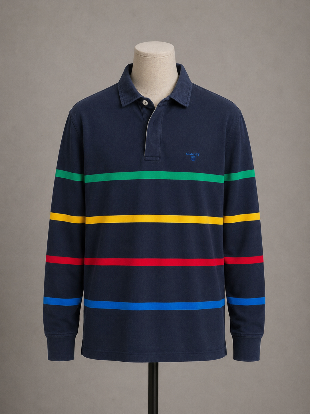 GANT Multicolor Striped Rugby Polo Shirt Navy XL