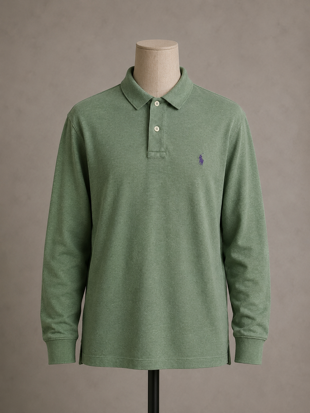 Polo Ralph Lauren Custom Fit Long Sleeve Polo Shirt Green XS