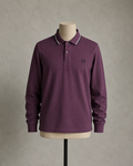 Fred Perry Polo Piqué de Manga Larga Burdeos Hombre Talla L