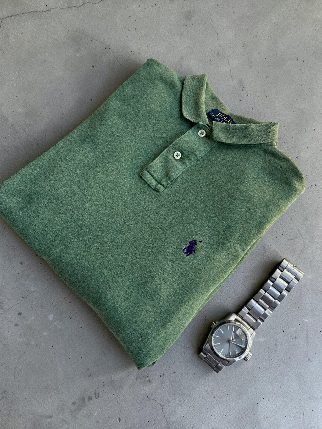 Polo Ralph Lauren Custom Fit Long Sleeve Polo Shirt Green XS