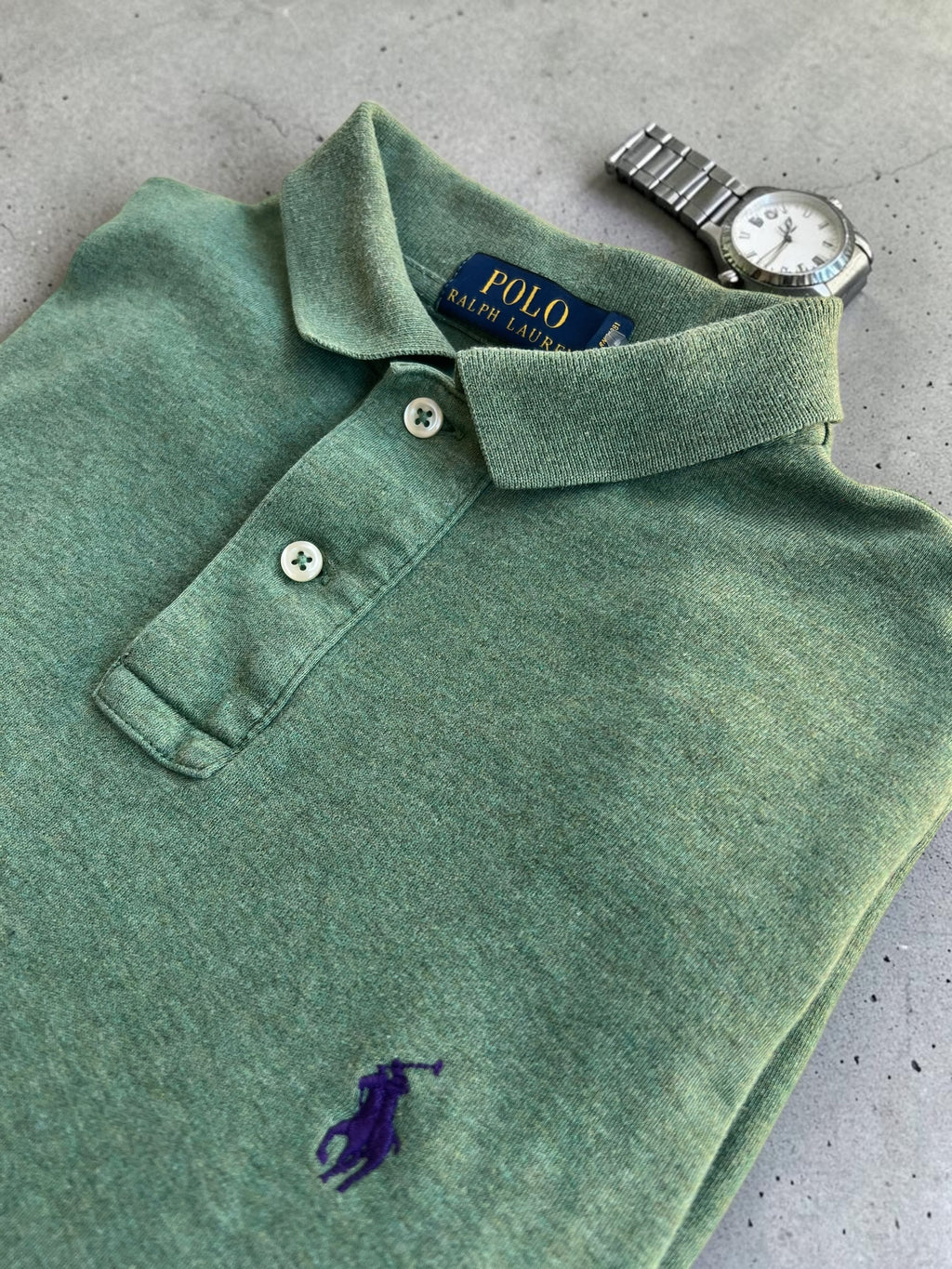 Polo Ralph Lauren Custom Fit Long Sleeve Polo Shirt Green XS