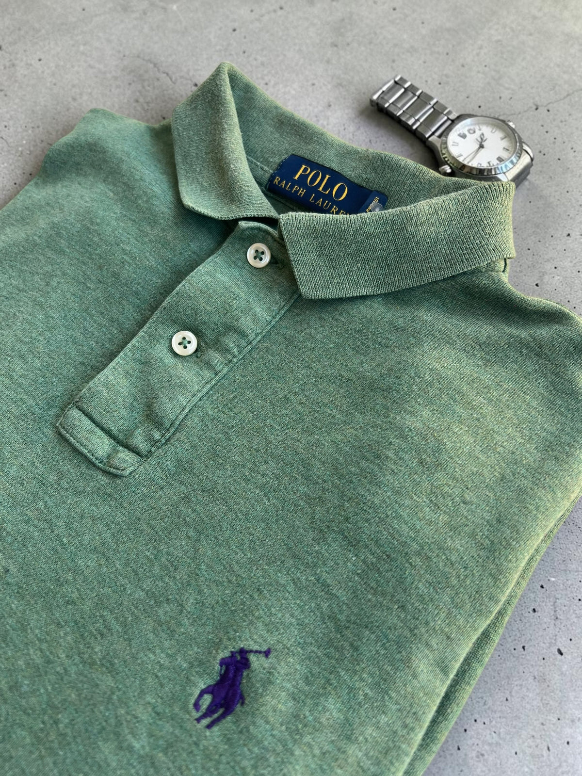 Polo Ralph Lauren Custom Fit Long Sleeve Polo Shirt Green XS