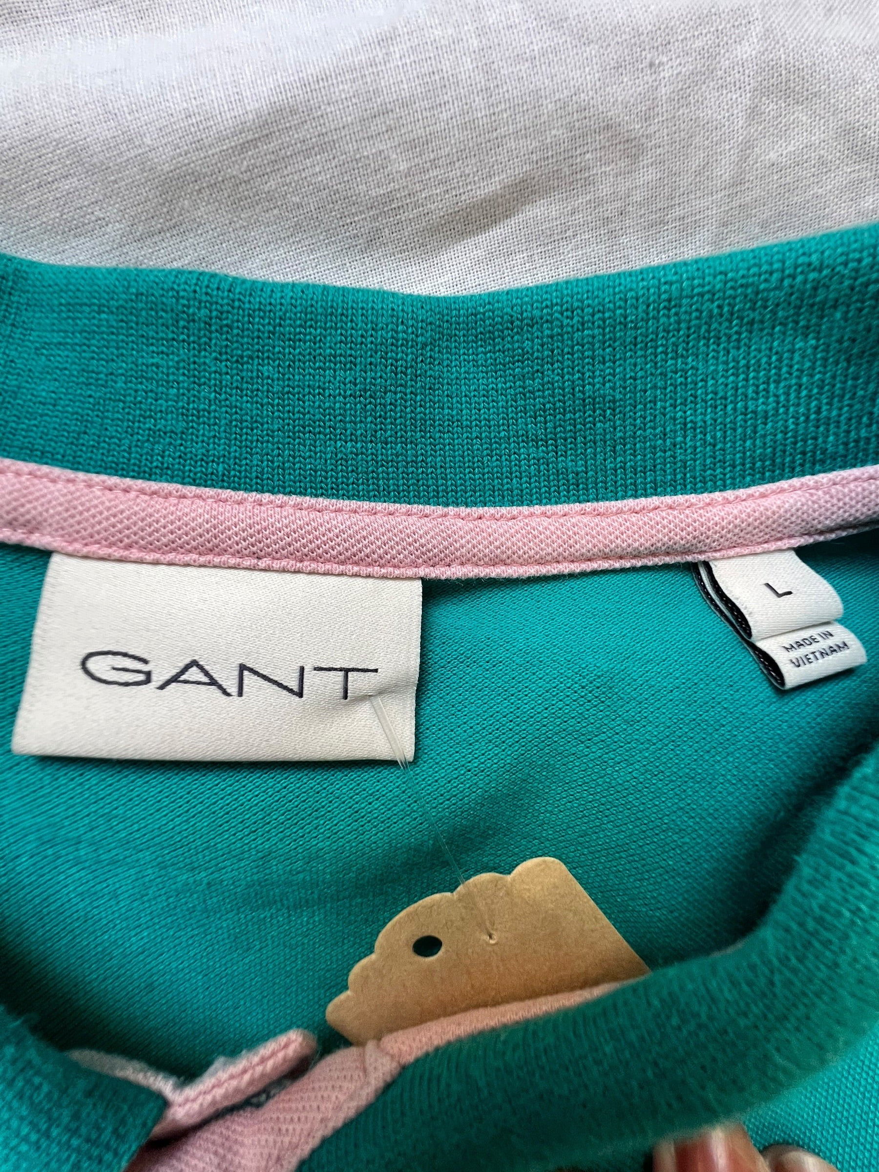 GANT Piqué Polo Shirt Turquoise Green Men’s Size L | Preppy Casual Cotton