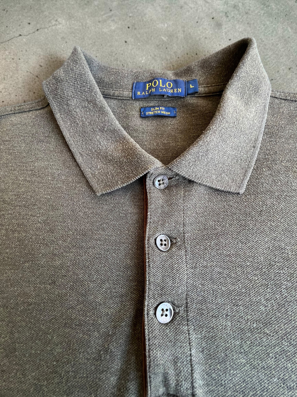 Polo Ralph Lauren Polo Manga Larga Verde Caqui Slim Fit Talla L