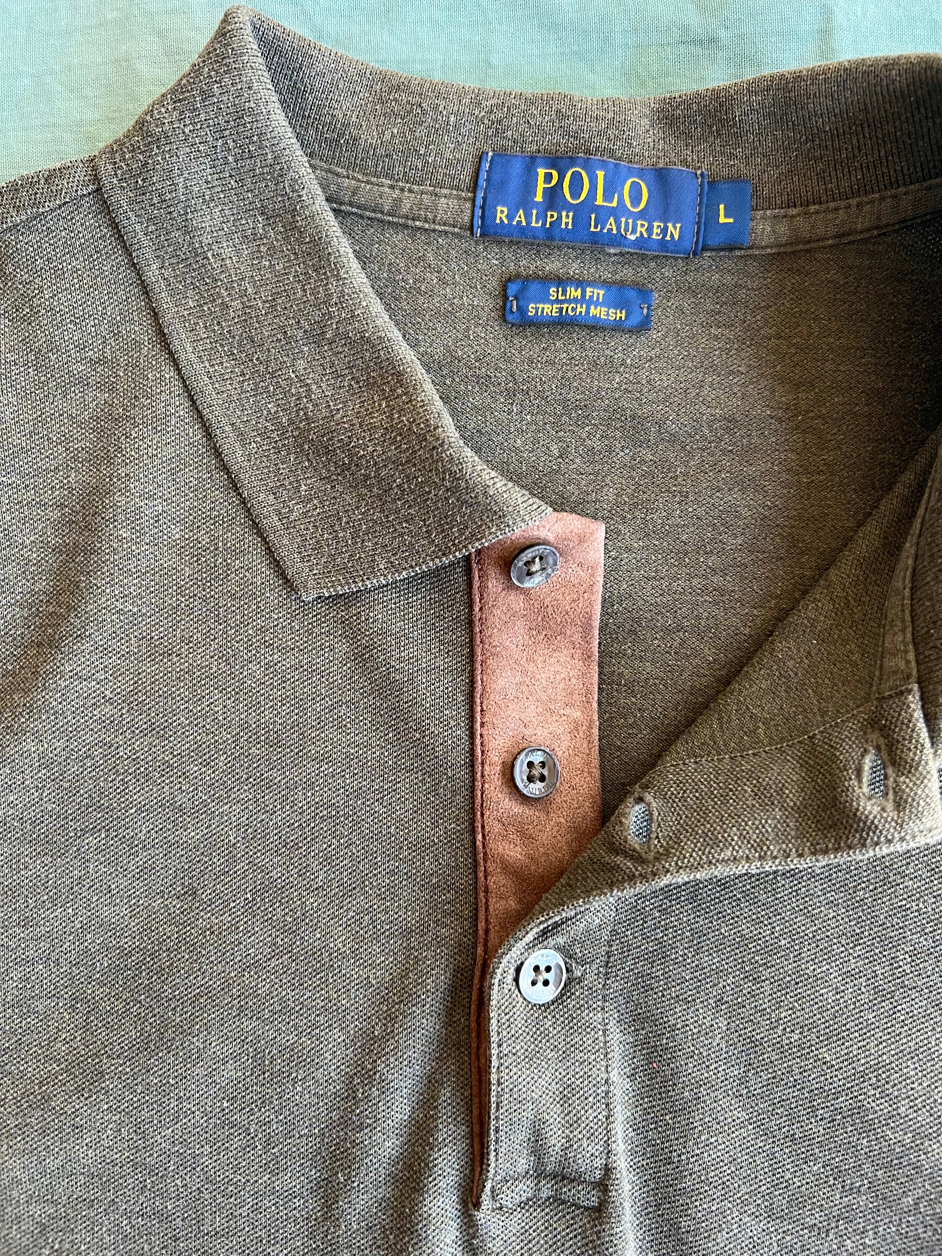 Polo Ralph Lauren Polo Manga Larga Verde Caqui Slim Fit Talla L