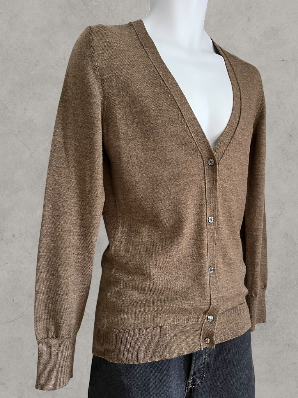 Dolce & Gabbana D&G Wool Cardigan Taupe Brown S – Cardigan en Laine Vintage Made in Italy | Gilet Homme Luxe