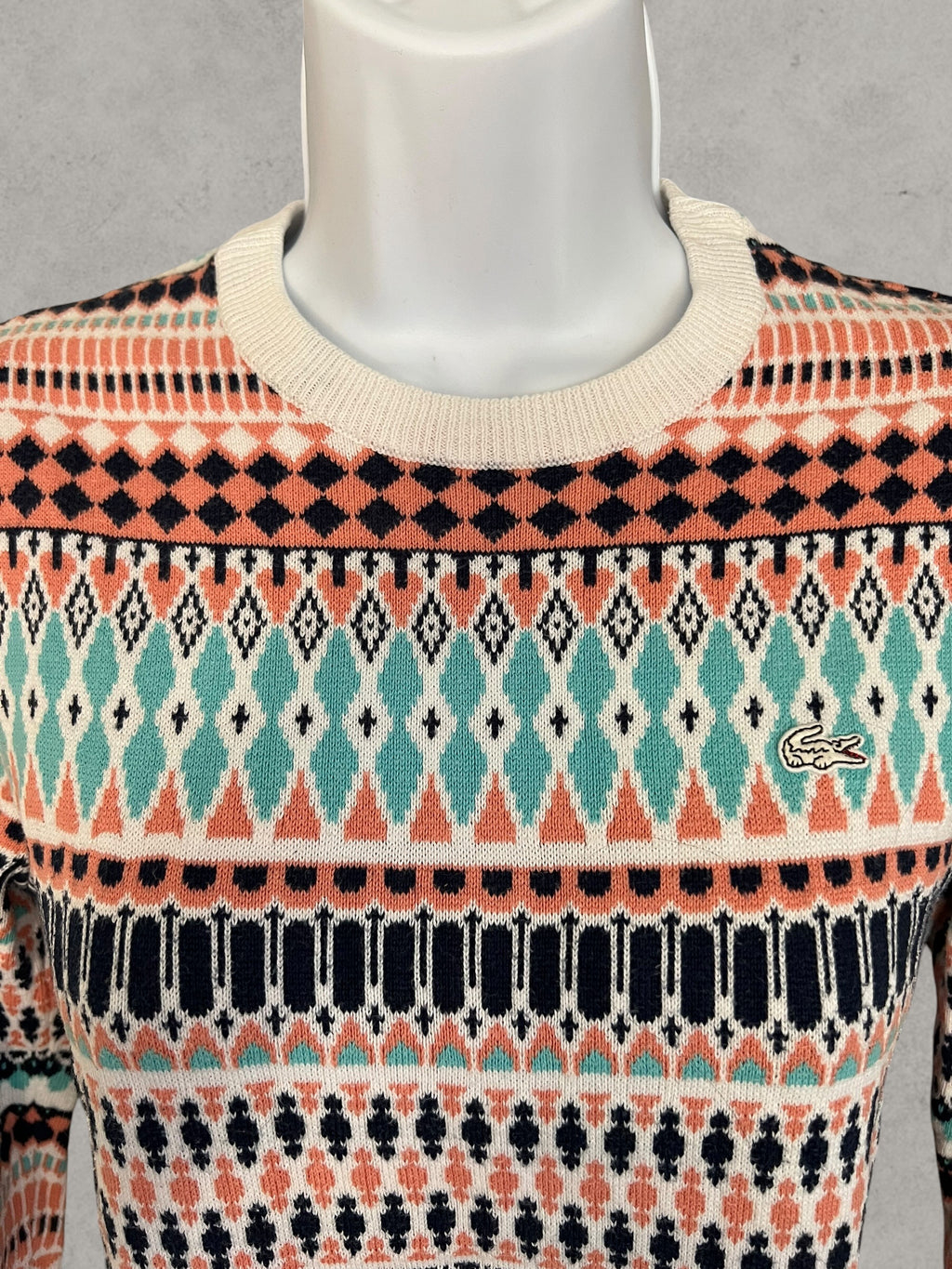 Lacoste Jacquard Knit Sweater Multicolor S – Jersey de Punto Geométrico | Pull Femme