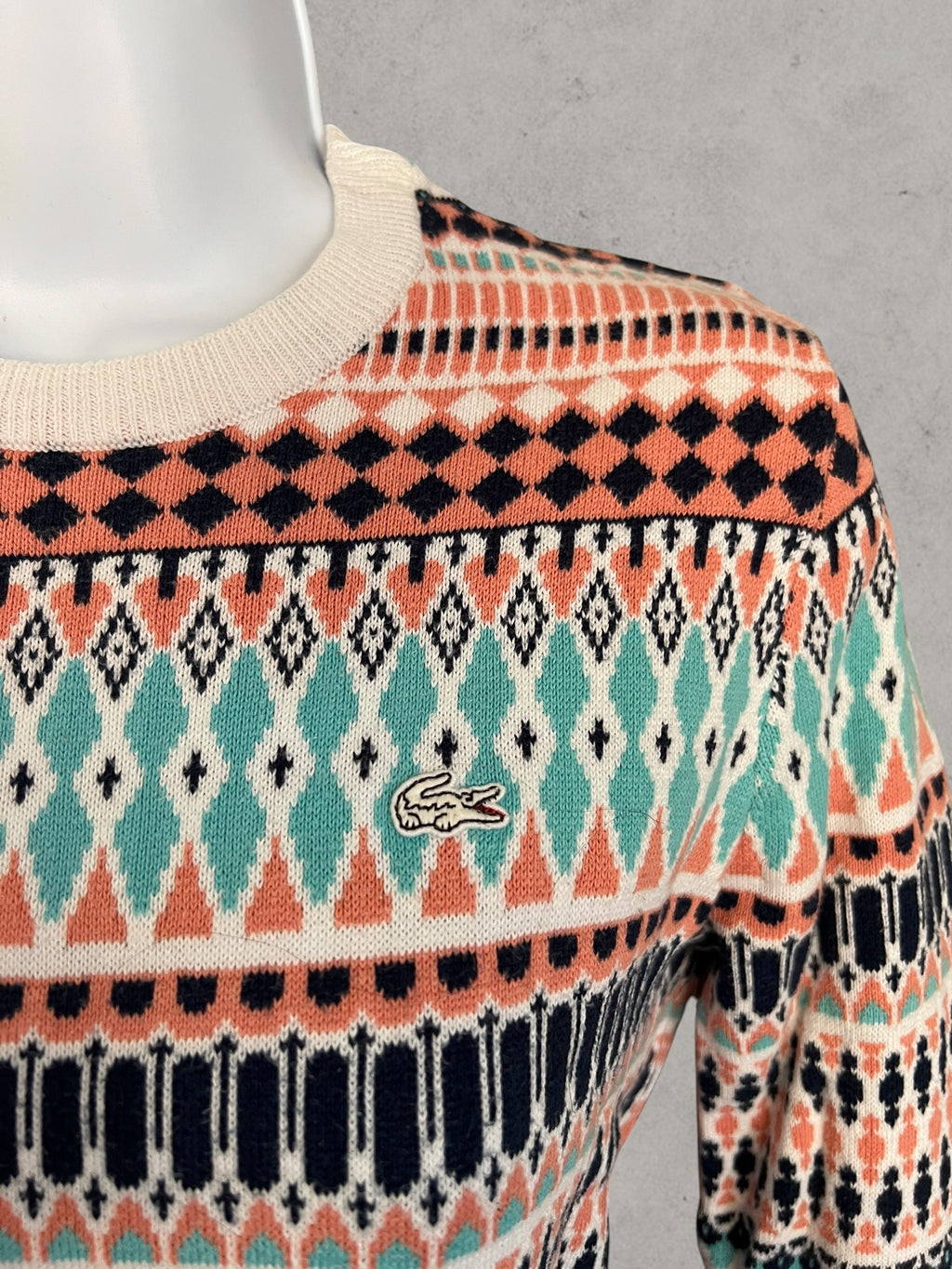 Lacoste Jacquard Knit Sweater Multicolor S – Jersey de Punto Geométrico | Pull Femme