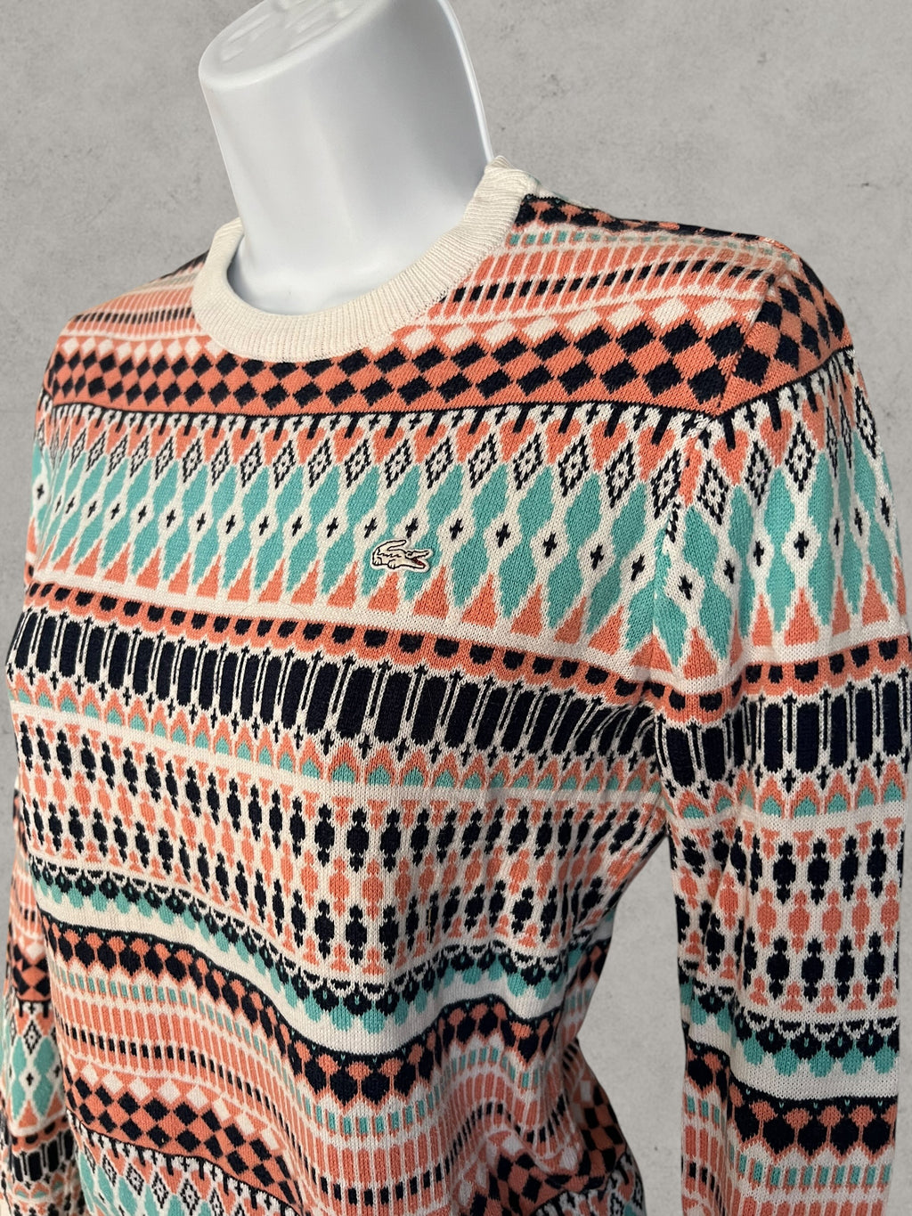Lacoste Jacquard Knit Sweater Multicolor S – Jersey de Punto Geométrico | Pull Femme