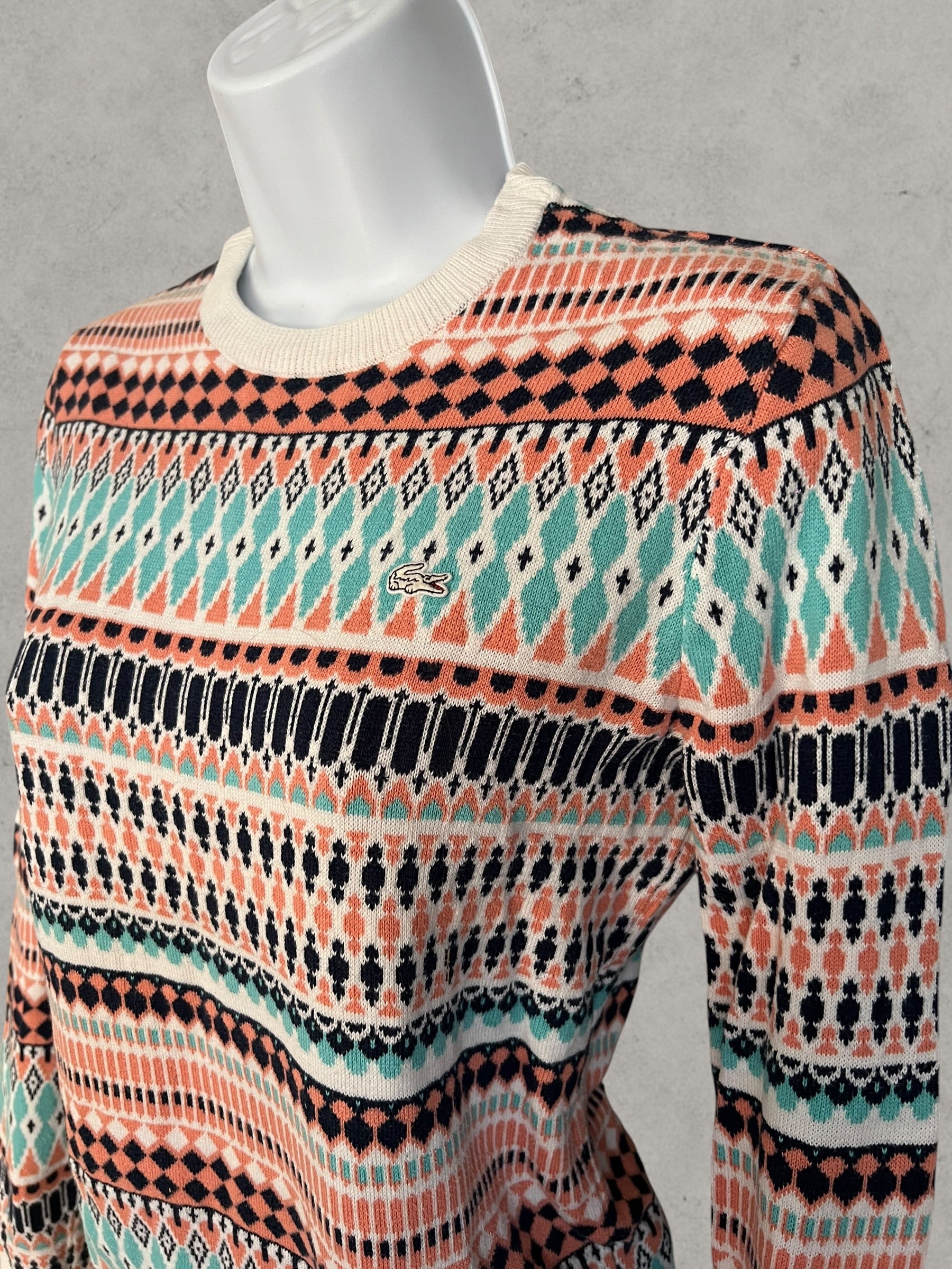 Lacoste Jacquard Knit Sweater Multicolor S – Jersey de Punto Geométrico | Pull Femme