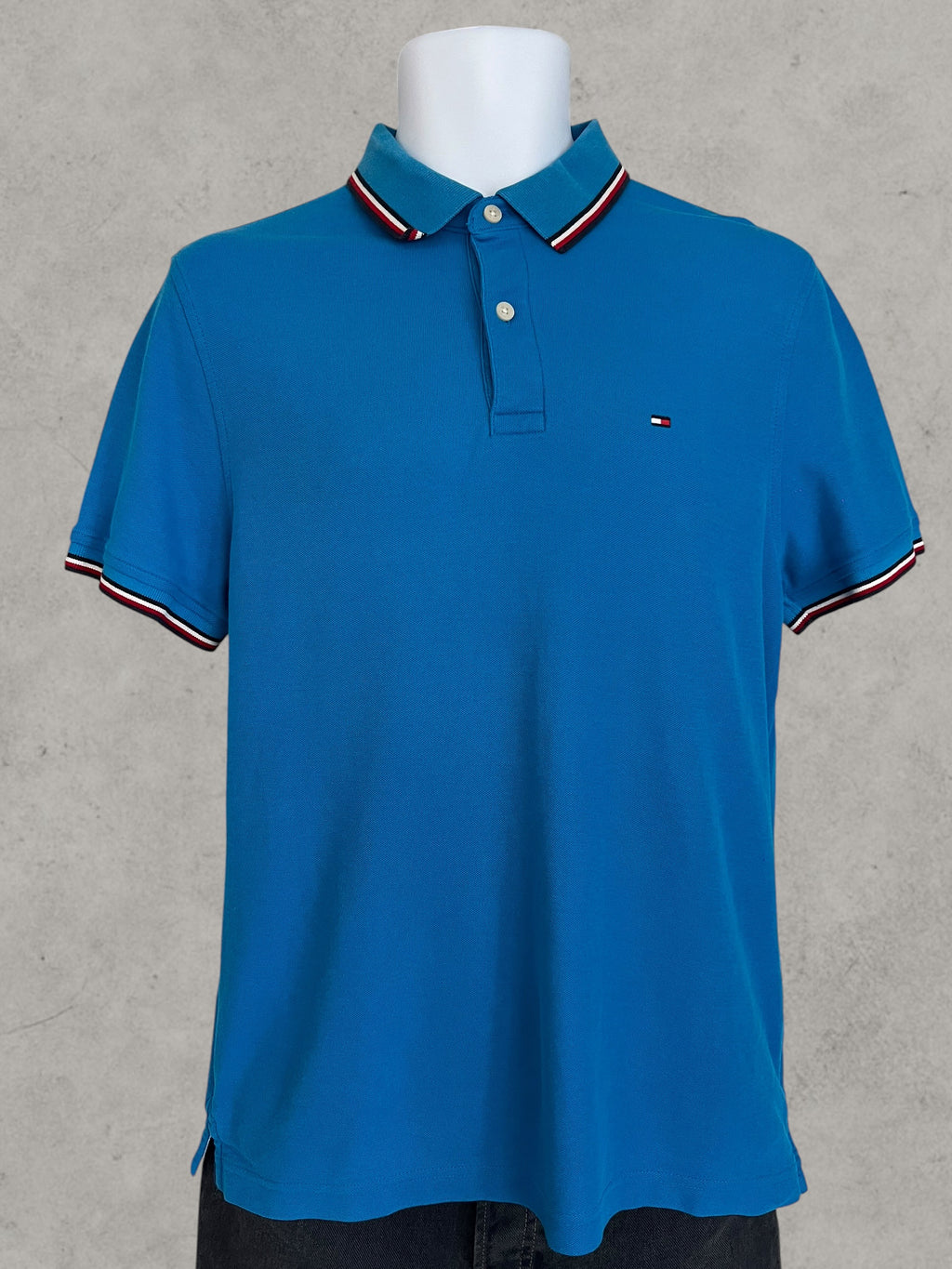 Tommy Hilfiger Men’s Polo Shirt Blue Cotton Flag Logo Size M