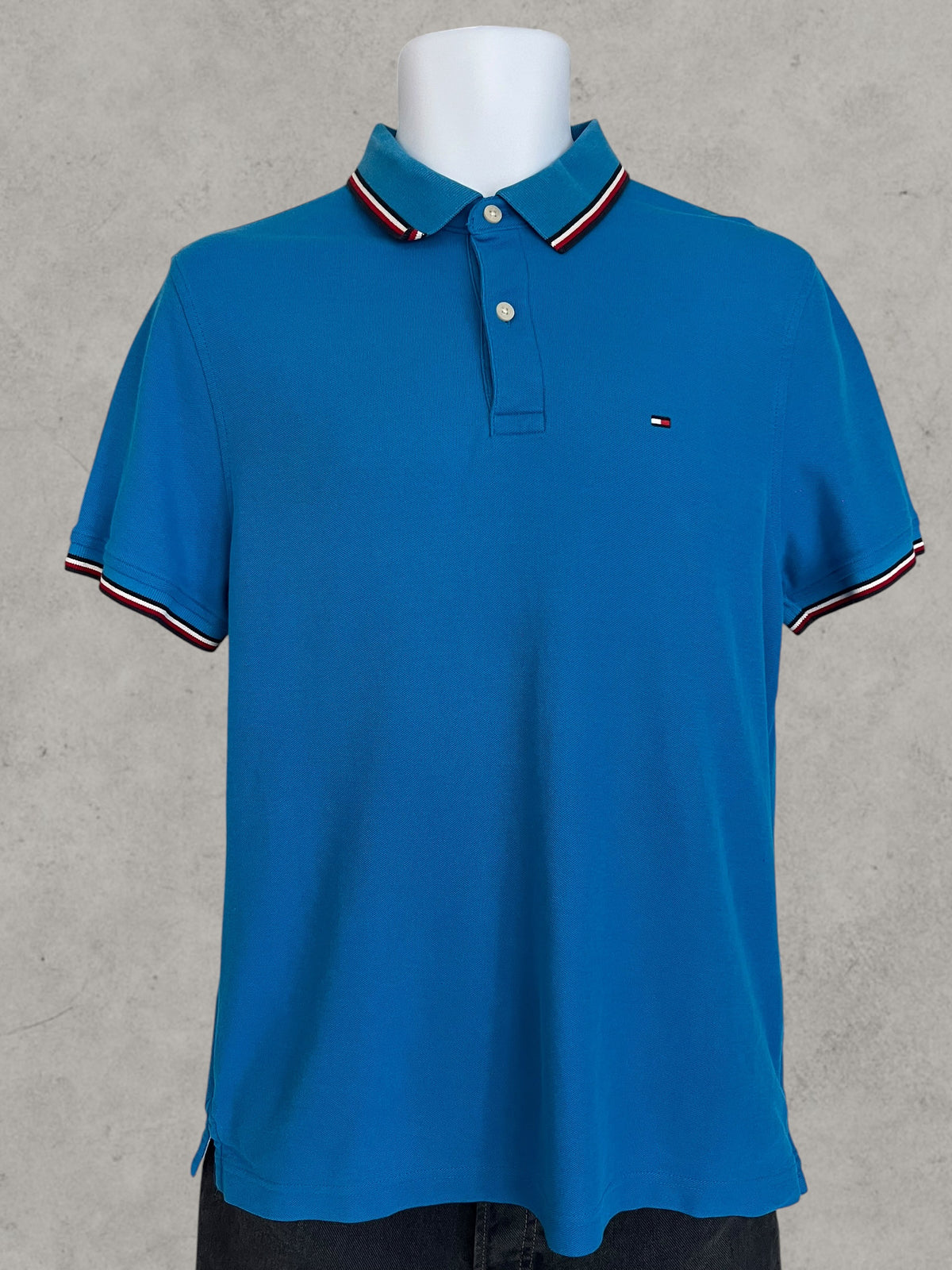 Tommy Hilfiger Men’s Polo Shirt Blue Cotton Flag Logo Size M