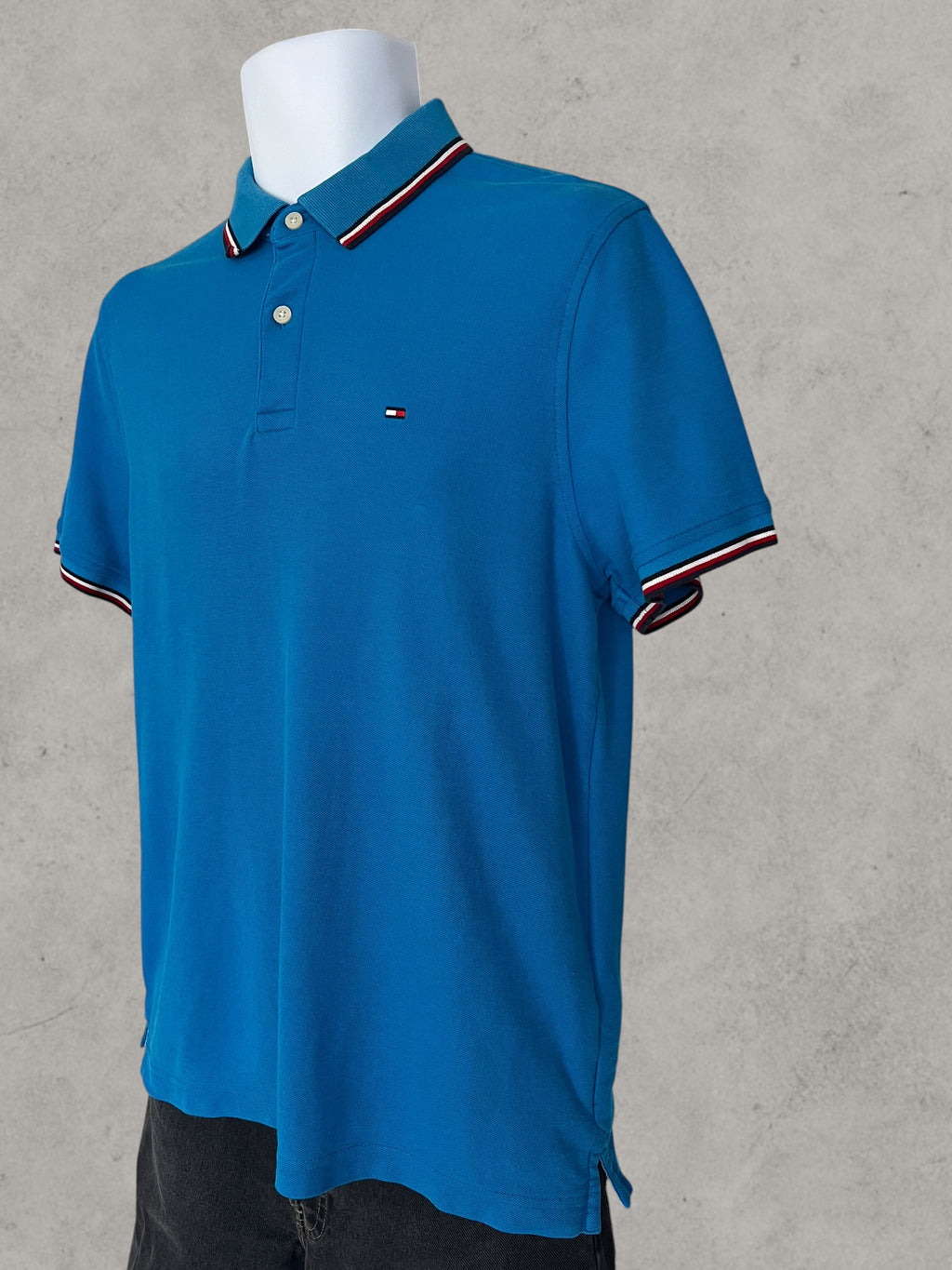 Tommy Hilfiger Men’s Polo Shirt Blue Cotton Flag Logo Size M
