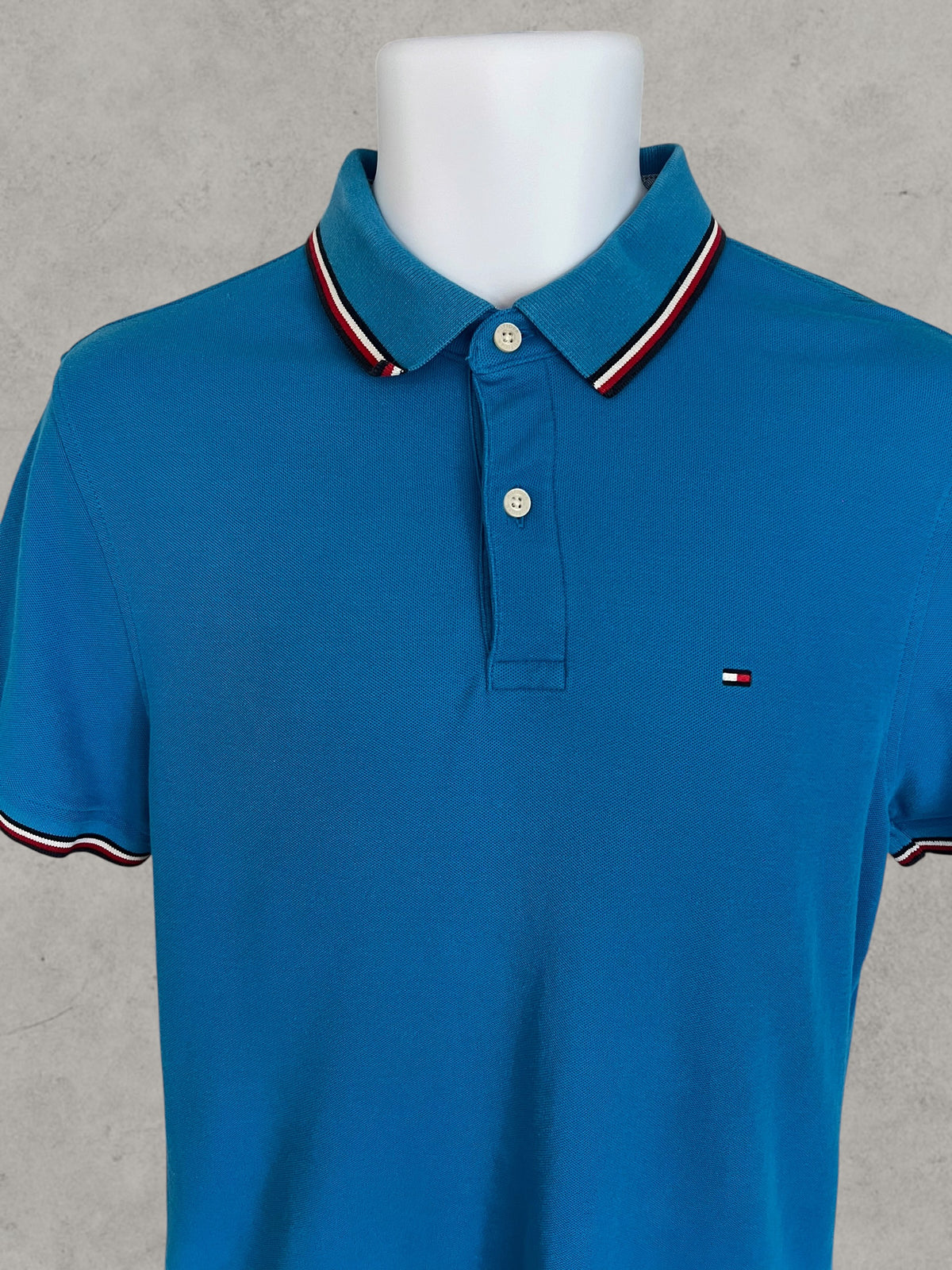 Tommy Hilfiger Men’s Polo Shirt Blue Cotton Flag Logo Size M