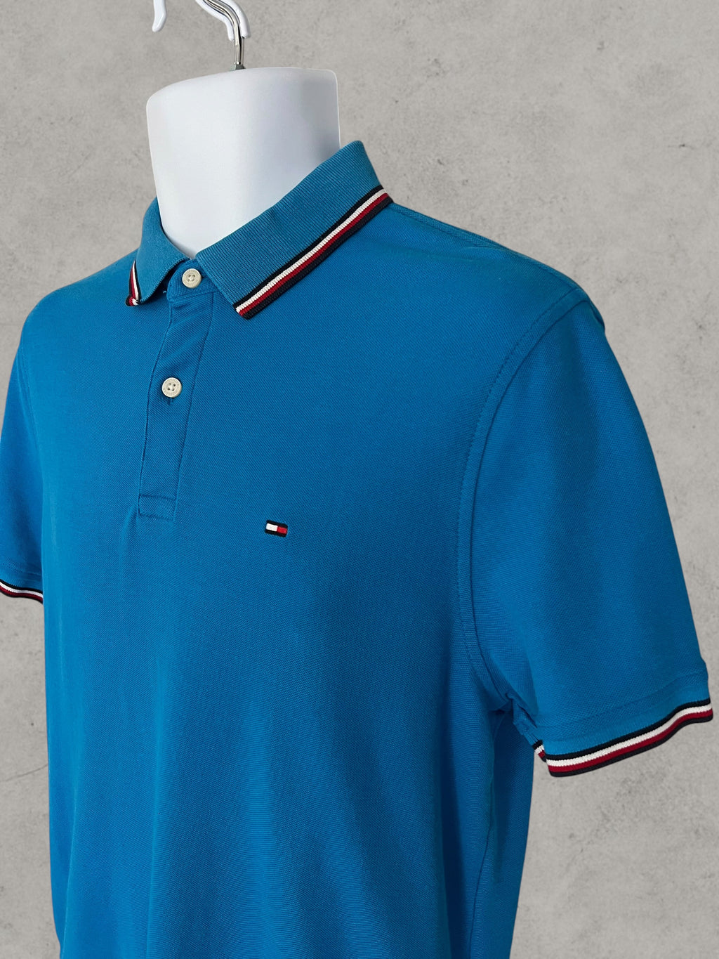 Tommy Hilfiger Men’s Polo Shirt Blue Cotton Flag Logo Size M