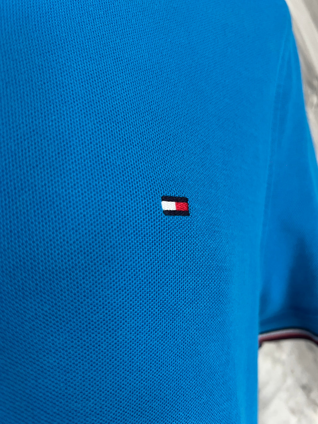 Tommy Hilfiger Men’s Polo Shirt Blue Cotton Flag Logo Size M