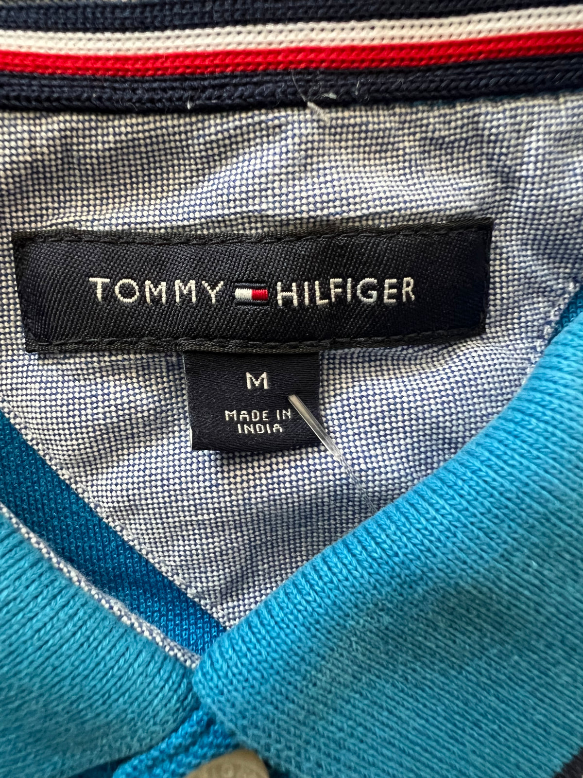 Tommy Hilfiger Men’s Polo Shirt Blue Cotton Flag Logo Size M