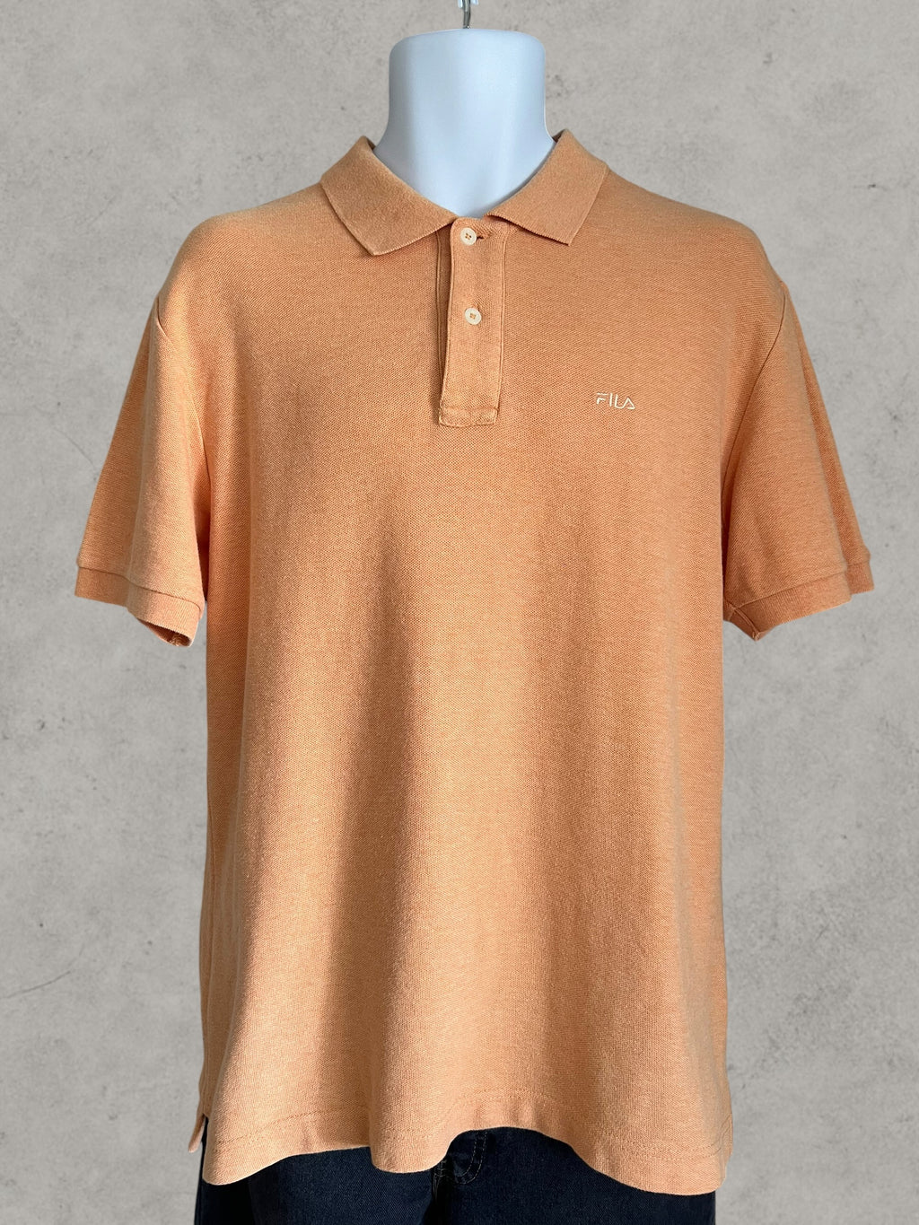FILA Vintage Men’s Polo Shirt Peach 100% Cotton Size M