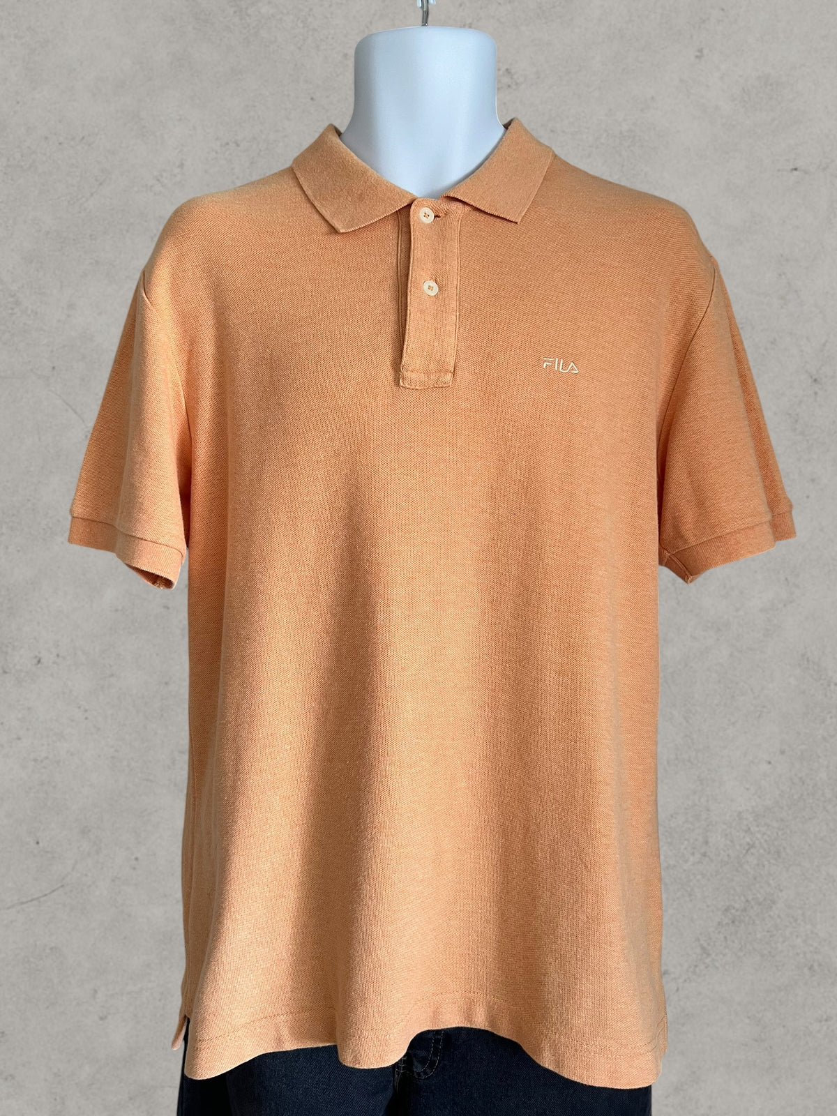 FILA Vintage Men’s Polo Shirt Peach 100% Cotton Size M