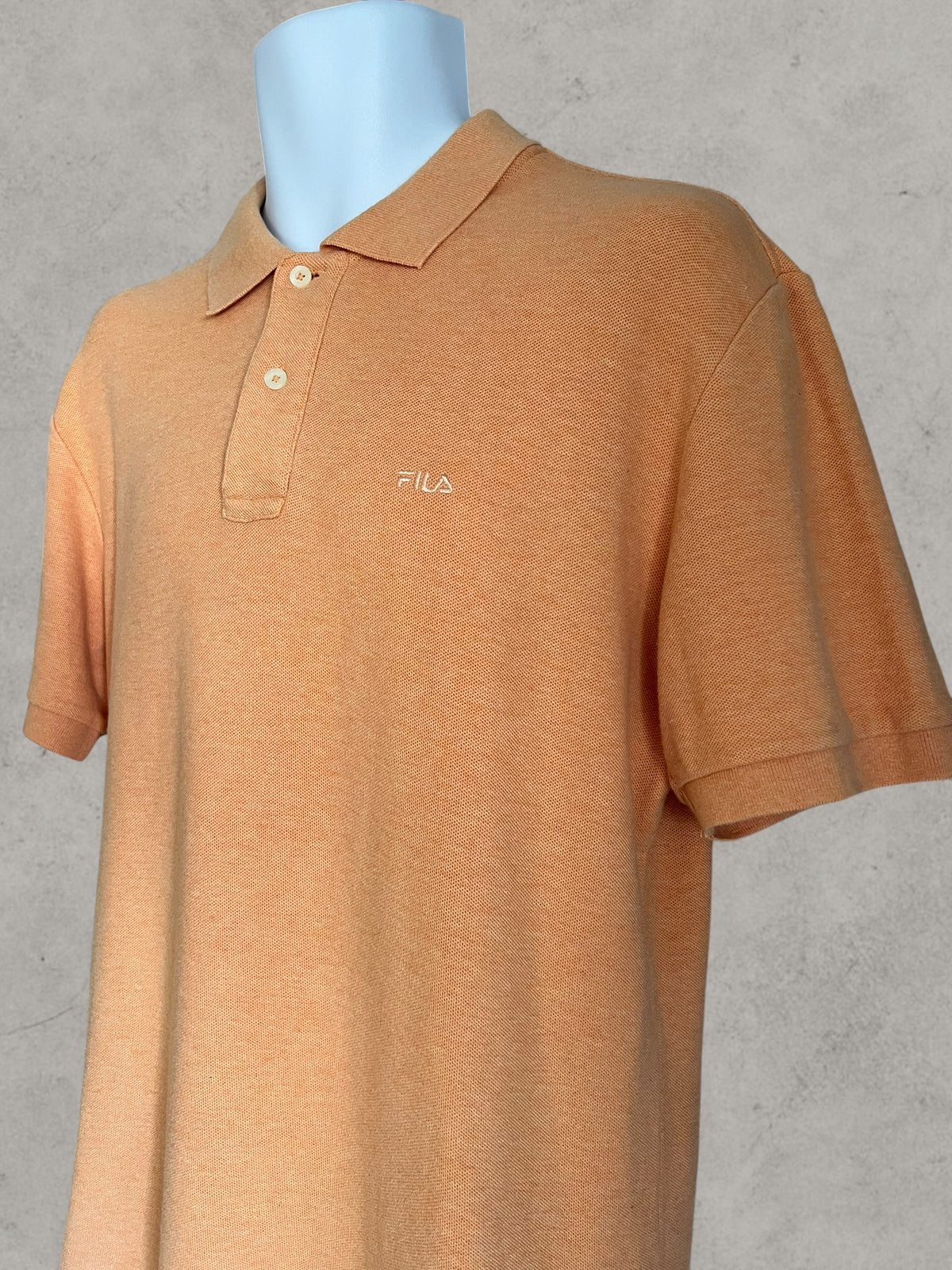 FILA Vintage Men’s Polo Shirt Peach 100% Cotton Size M