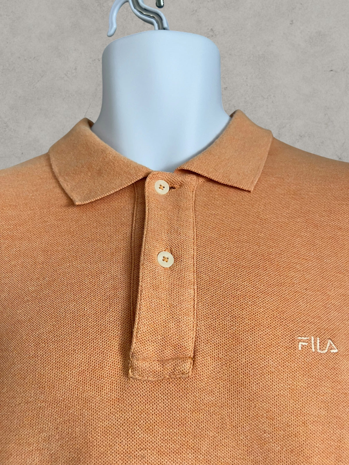 FILA Vintage Men’s Polo Shirt Peach 100% Cotton Size M
