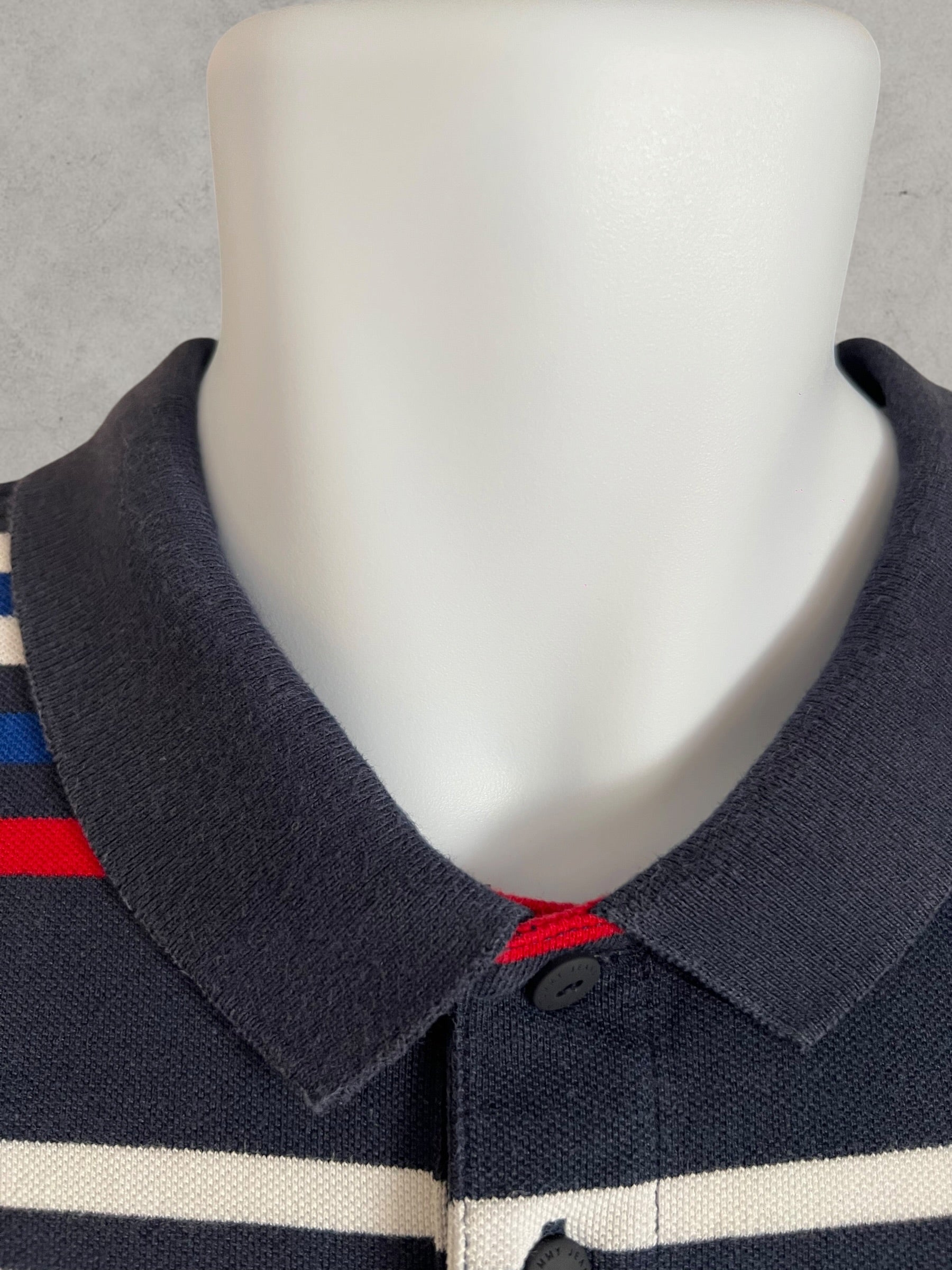 Tommy Jeans Striped Polo Shirt Navy Red White Men’s Size M | Cotton Preppy