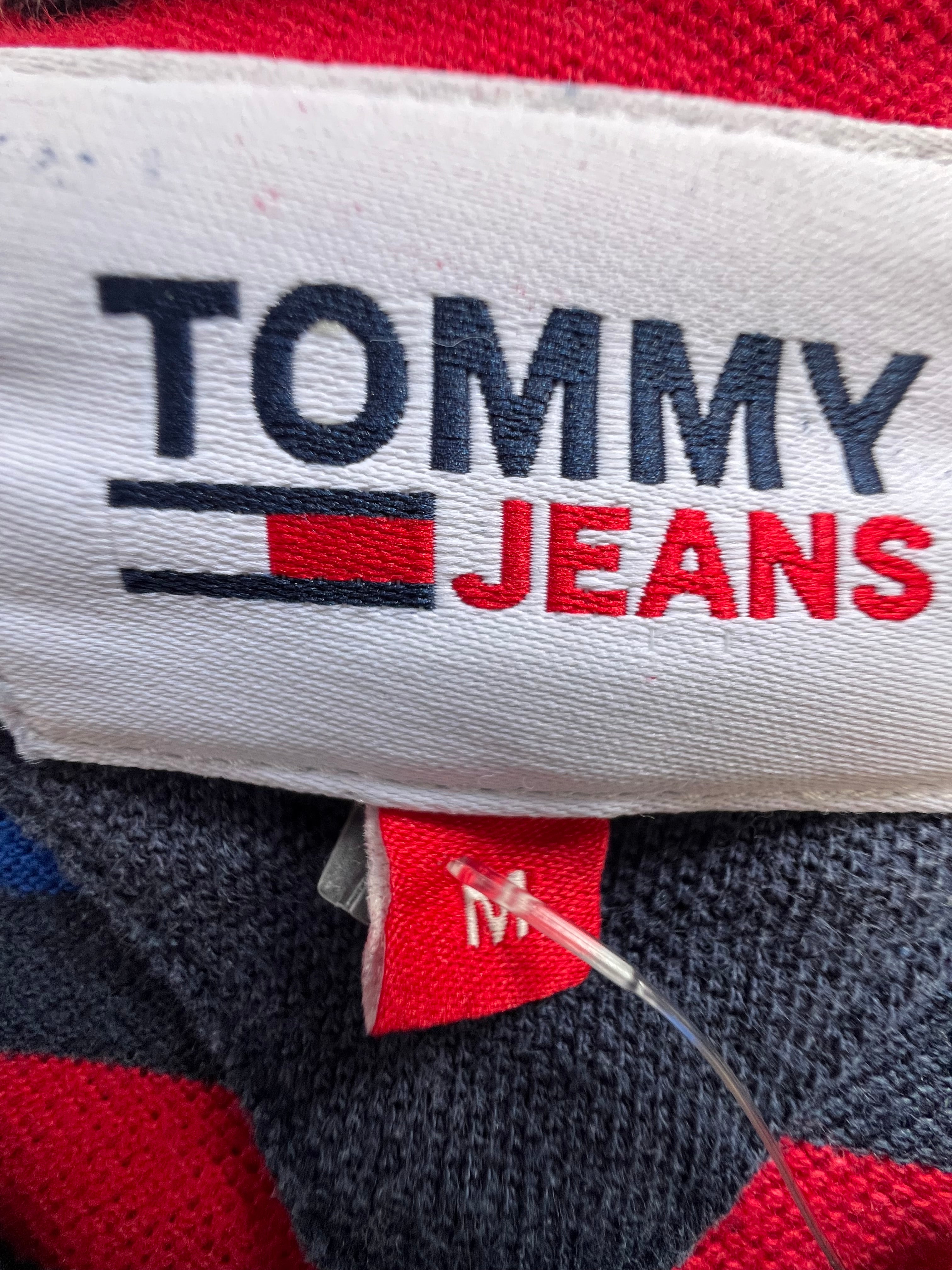 Tommy Jeans Striped Polo Shirt Navy Red White Men’s Size M | Cotton Preppy