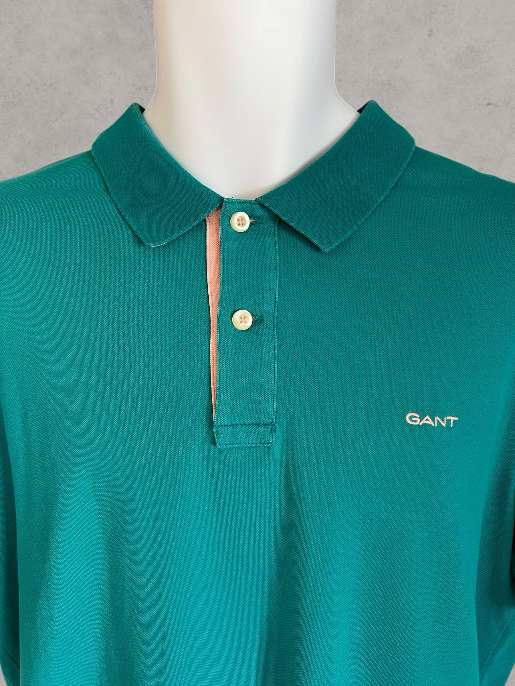 GANT Piqué Polo Shirt Turquoise Green Men’s Size L | Preppy Casual Cotton