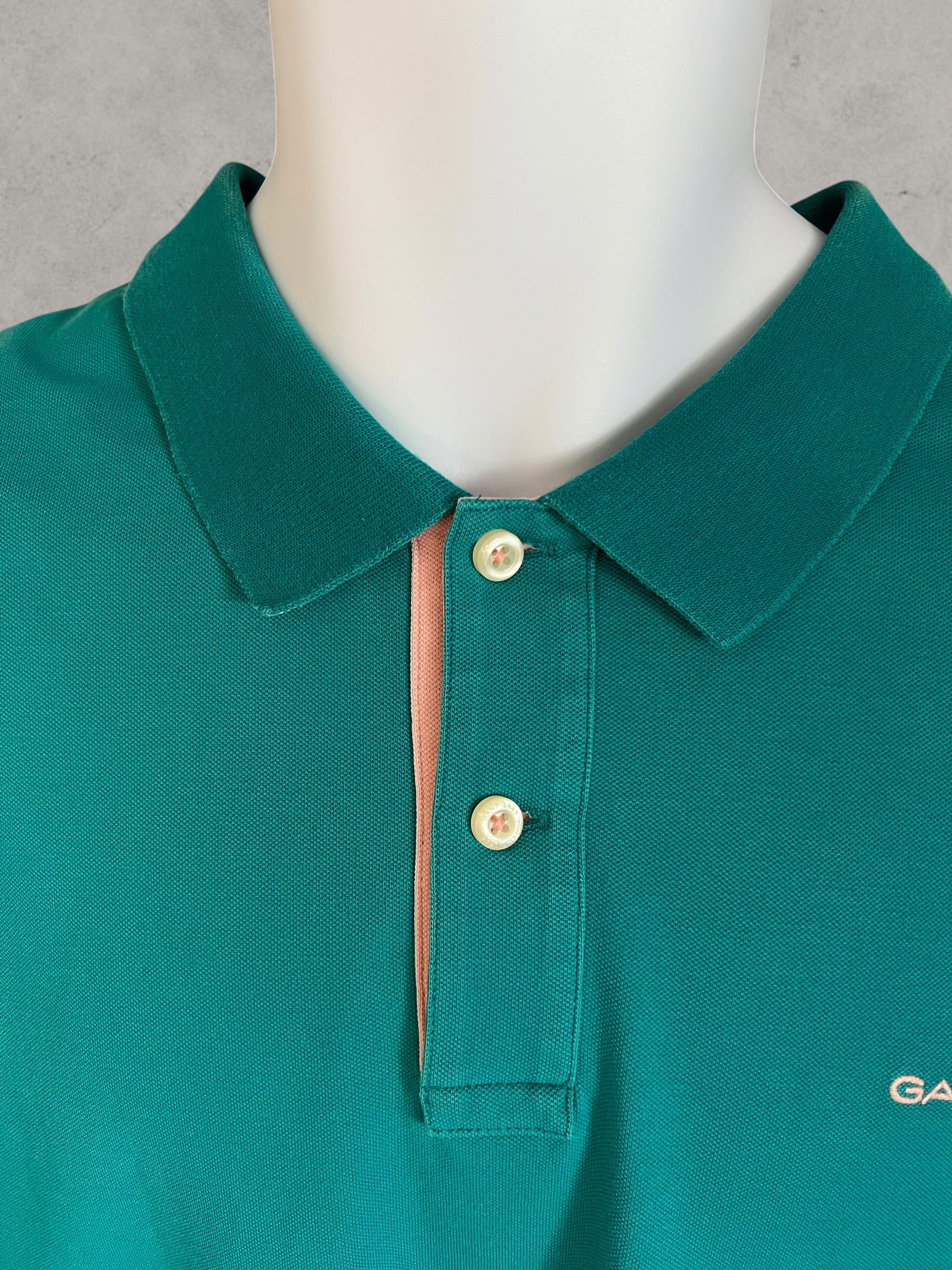 GANT Piqué Polo Shirt Turquoise Green Men’s Size L | Preppy Casual Cotton