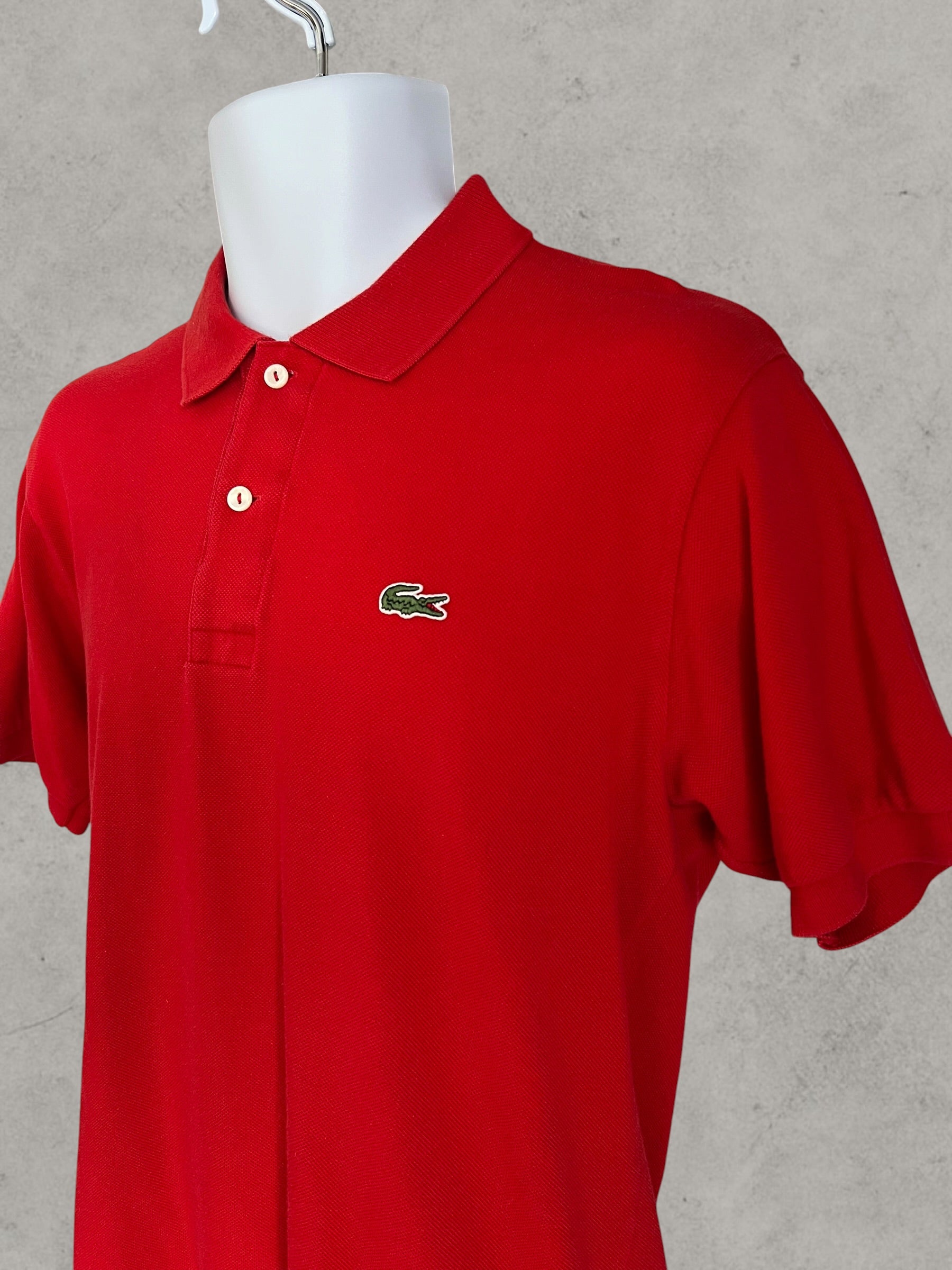 Lacoste Vintage Men’s Polo Shirt Red 100% Cotton Size 3 (M)