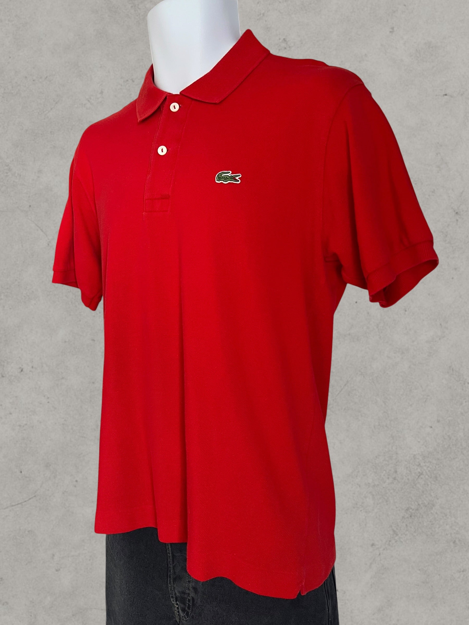 Lacoste Vintage Men’s Polo Shirt Red 100% Cotton Size 3 (M)