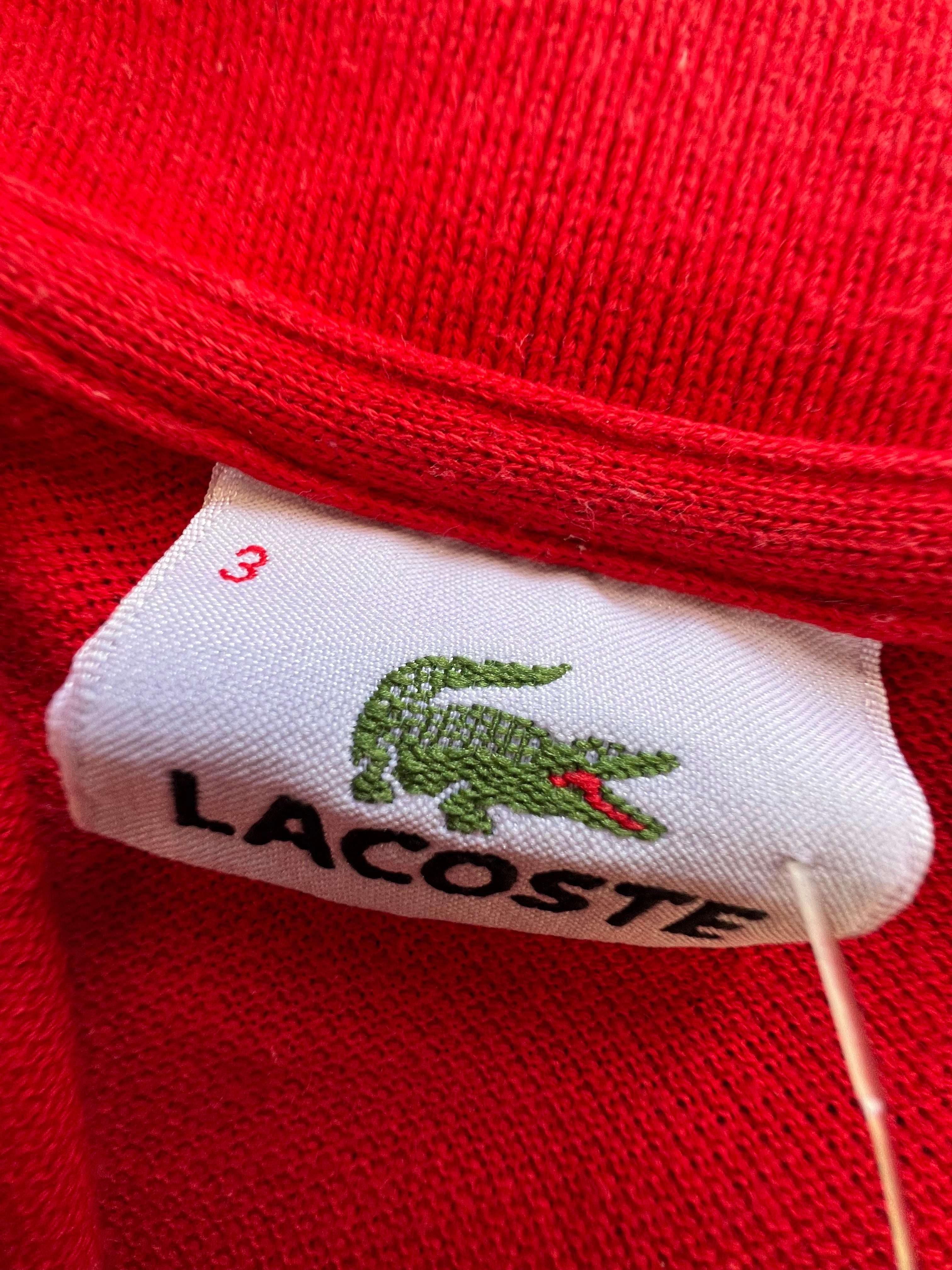 Lacoste Vintage Men’s Polo Shirt Red 100% Cotton Size 3 (M)