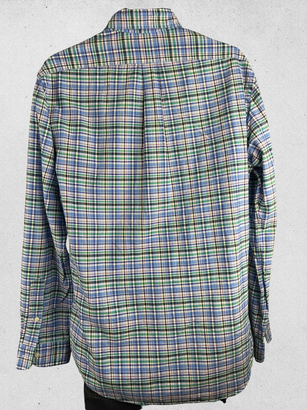 Ralph Lauren Slim Fit Blue Green Tartan Plaid Button-Down Shirt – Size L
