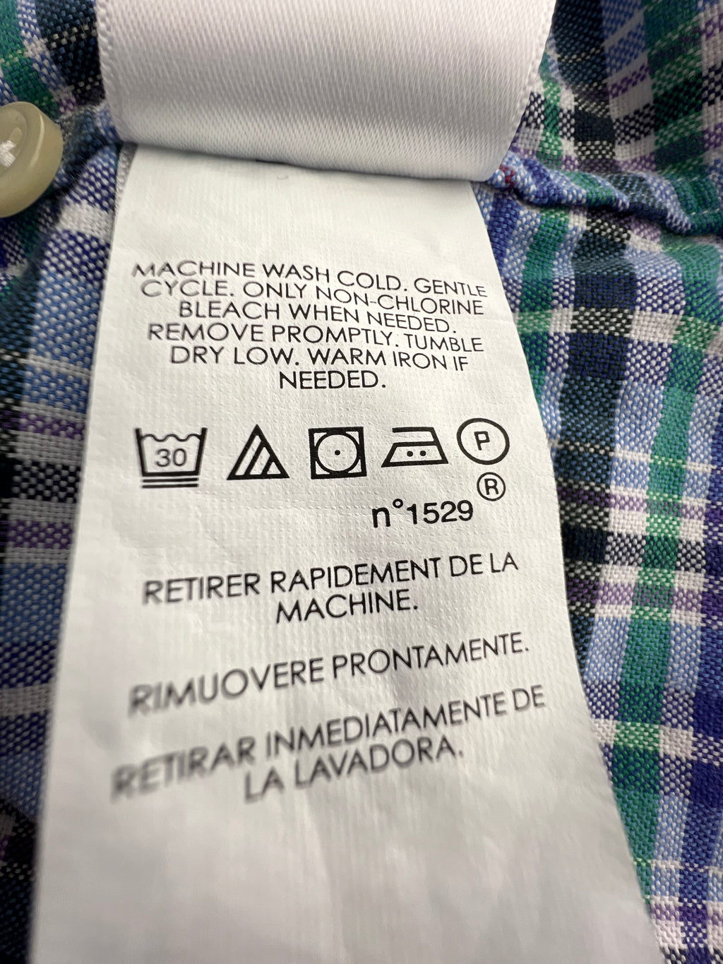 Ralph Lauren Slim Fit Blue Green Tartan Plaid Button-Down Shirt – Size L