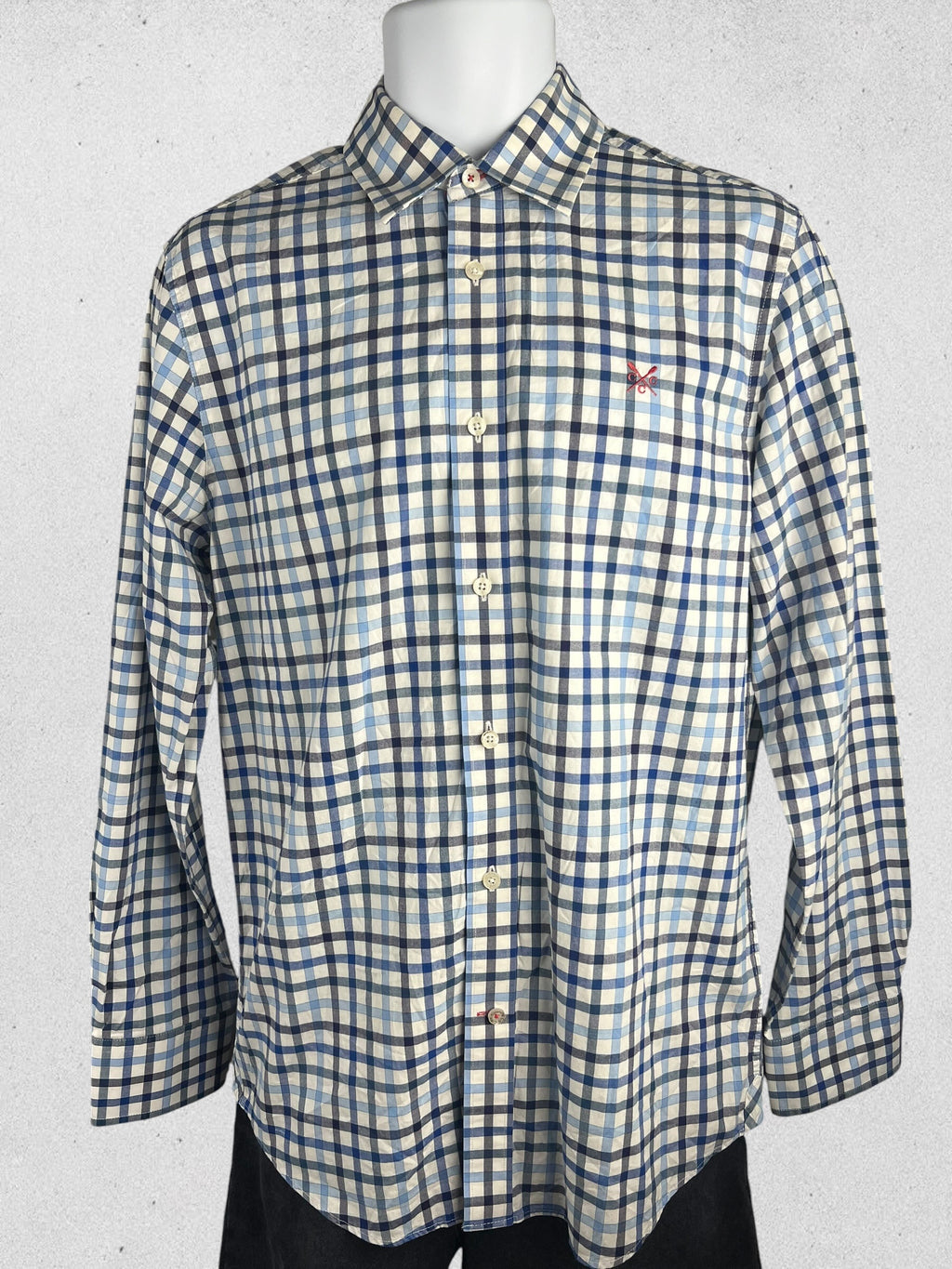 Ralph Lauren Slim Fit Blue Green Tartan Plaid Button-Down Shirt – Size L