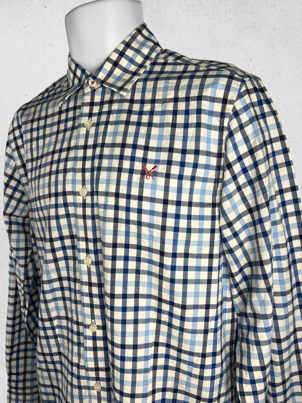 Ralph Lauren Slim Fit Blue Green Tartan Plaid Button-Down Shirt – Size L