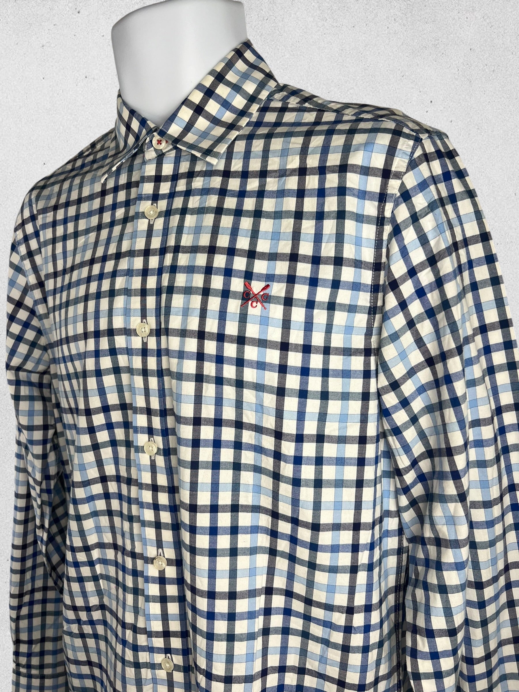 Ralph Lauren Slim Fit Blue Green Tartan Plaid Button-Down Shirt – Size L