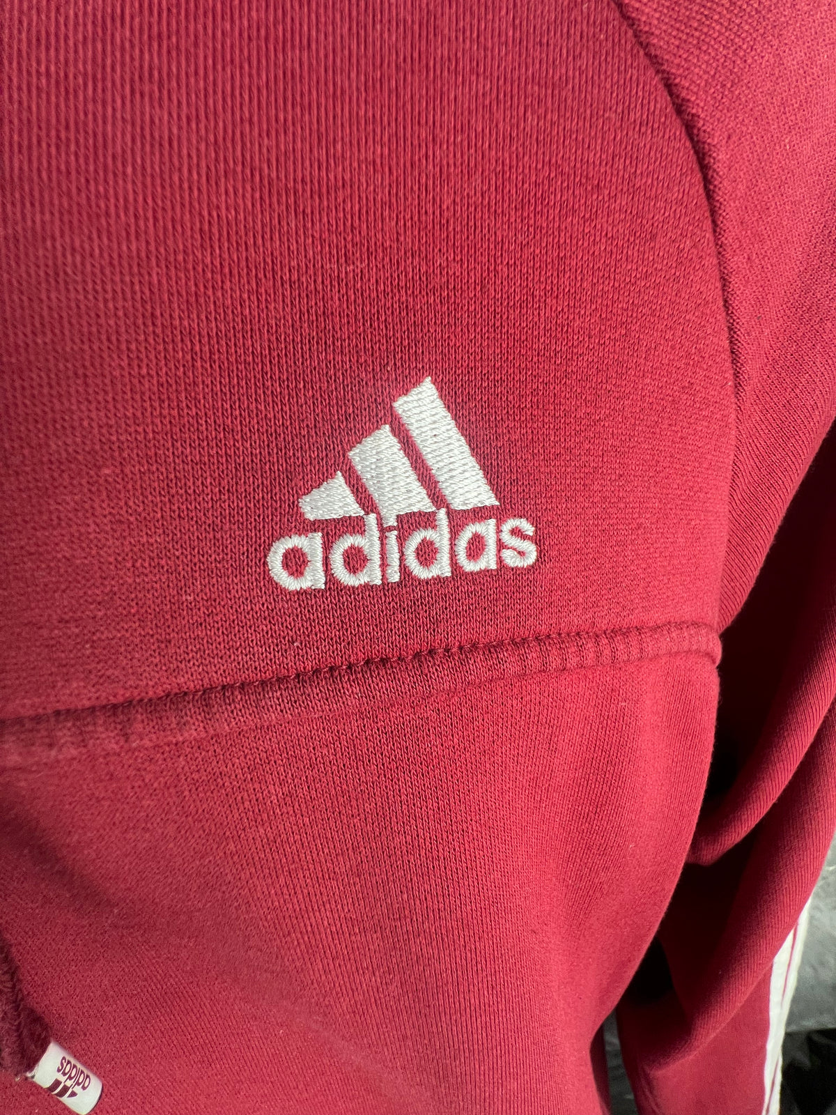 Adidas Performance Essentials Burgundy Zip Hoodie – Size L
