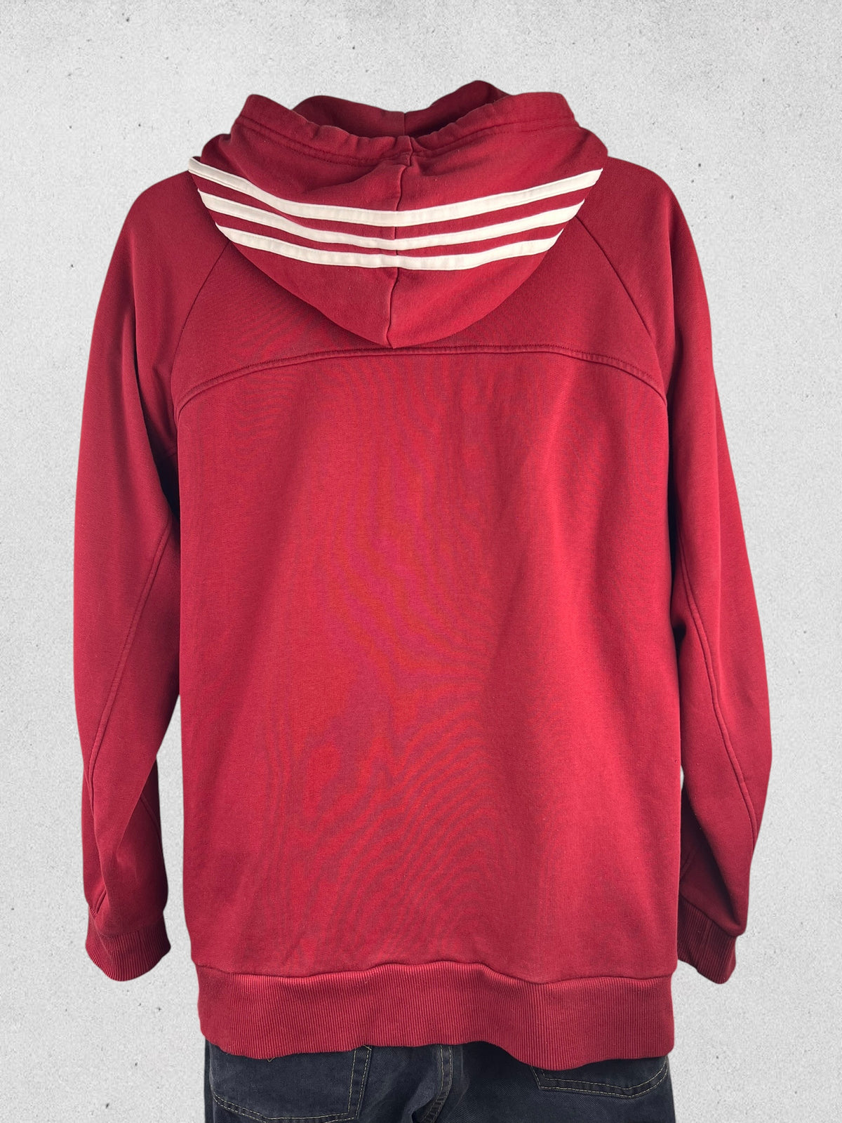 Adidas Performance Essentials Burgundy Zip Hoodie – Size L