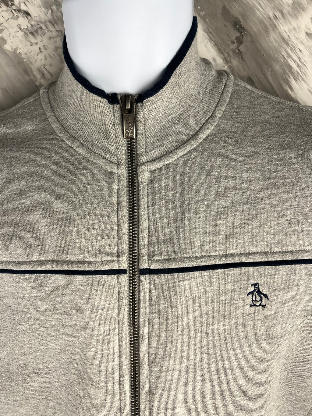 Original Penguin Grey Zip Sweatshirt Jacket Men’s Size M Cotton Blend