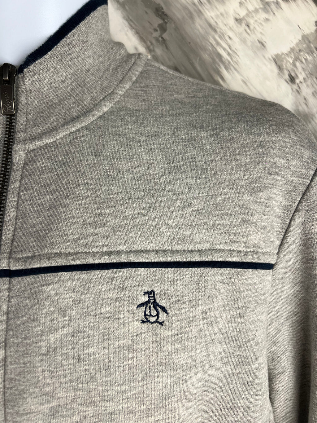 Original Penguin Grey Zip Sweatshirt Jacket Men’s Size M Cotton Blend