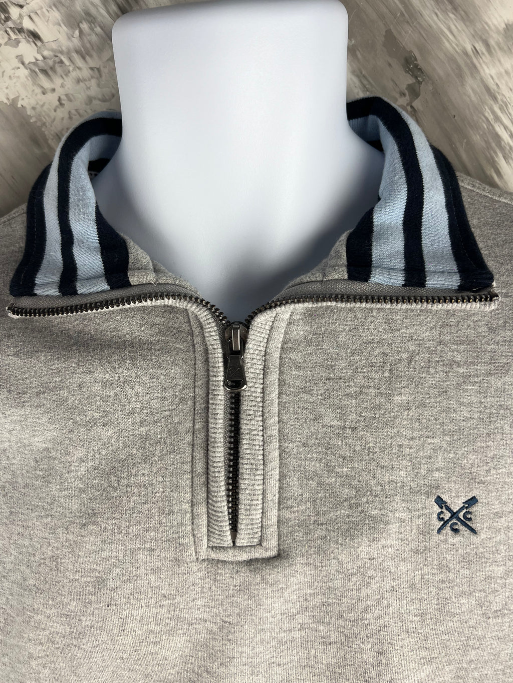 Crew Clothing Company Grey Quarter Zip Sweatshirt Embroidered Logo Size M