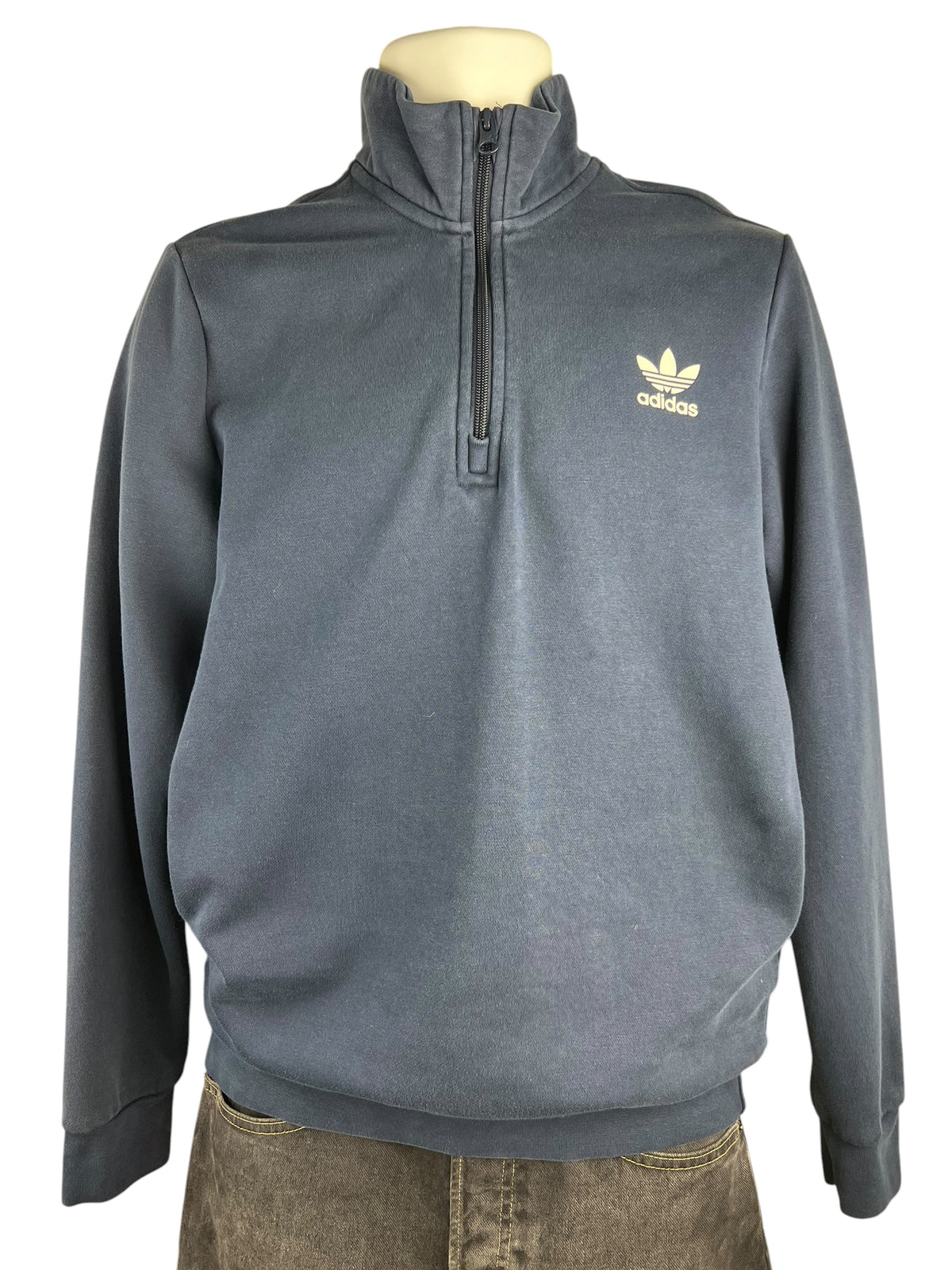 Adidas Vintage Navy Half Zip Sweatshirt Trefoil Logo Size M