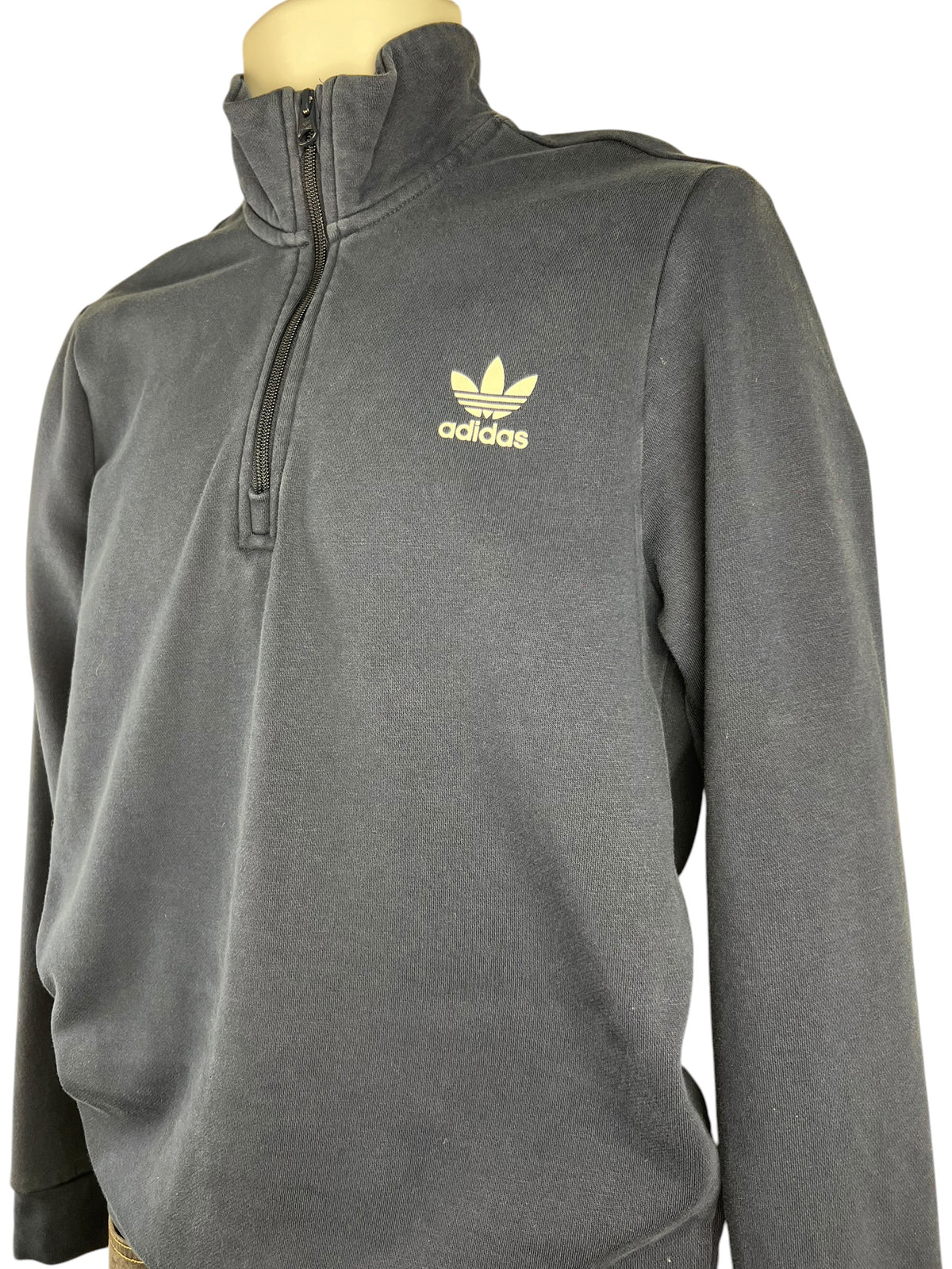 Adidas Vintage Navy Half Zip Sweatshirt Trefoil Logo Size M