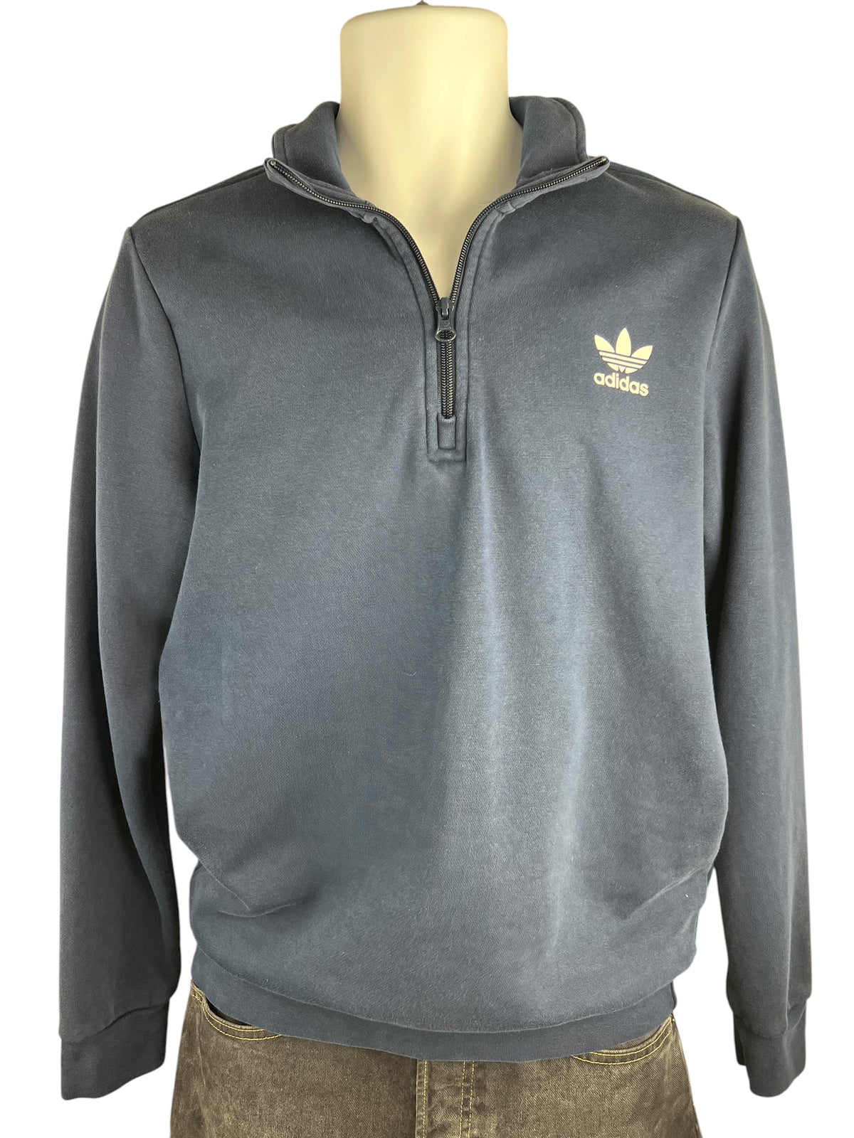 Adidas Vintage Navy Half Zip Sweatshirt Trefoil Logo Size M
