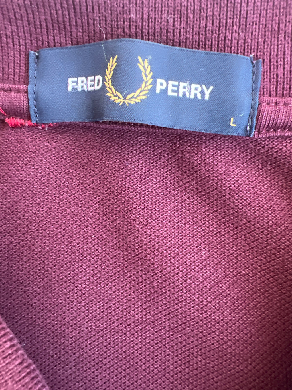 Fred Perry Polo Piqué de Manga Larga Burdeos Hombre Talla L